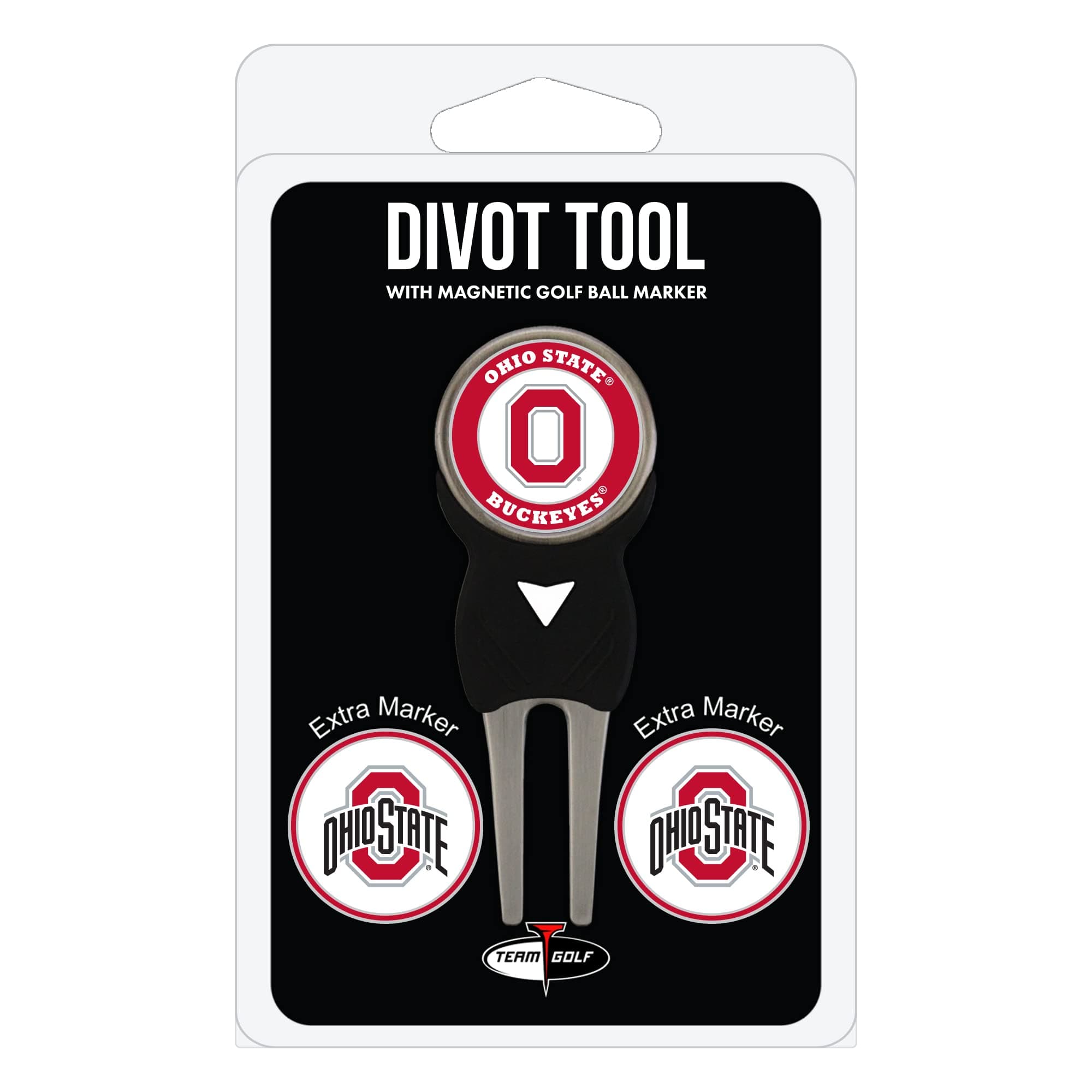 NCAA Divot Tool with 3 Golf Ball Markers Pack, Markers are Removable Magnetic Double-Sided Enamel