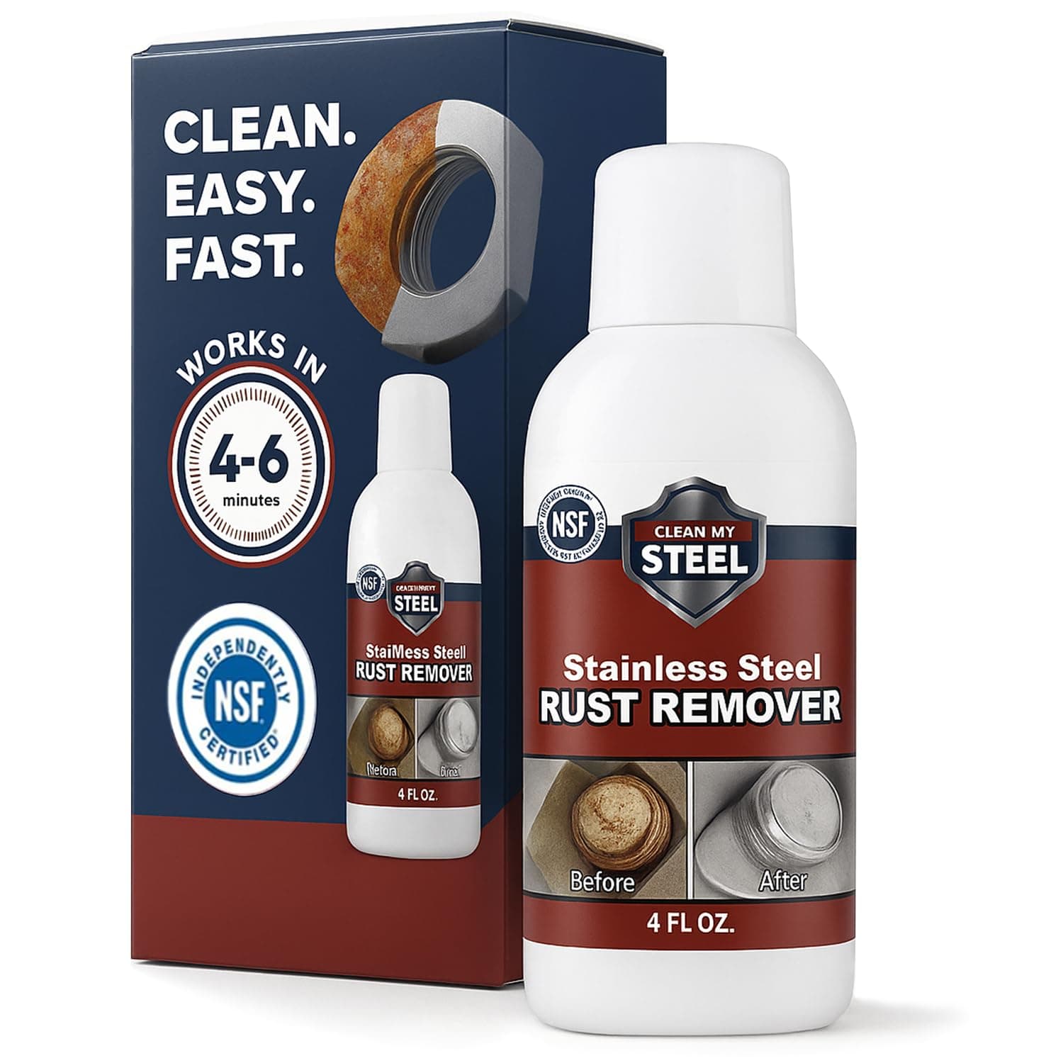 Stainless Steel Rust Remover – NSF Approved Non-Toxic Rust Stain Remover for Stainless Steel Appliances, Sinks, Grills, Marine Hardware & Commercial Equipment (4 oz)