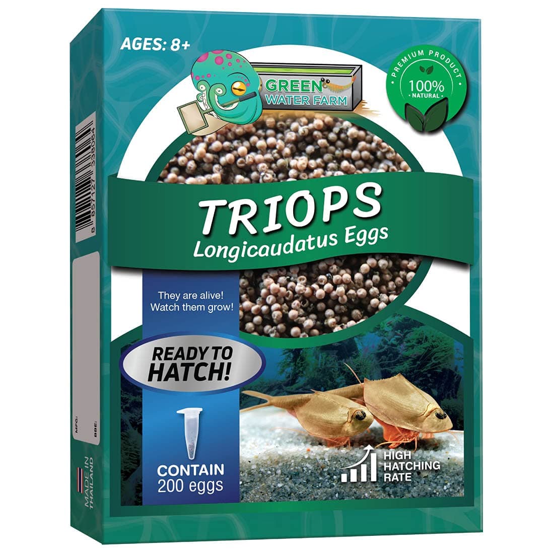 GreenWaterFarm Triops Longicaudatus Eggs for Hatching and Culture Suitable to be Pet and Science Project (Pure 200 Eggs)