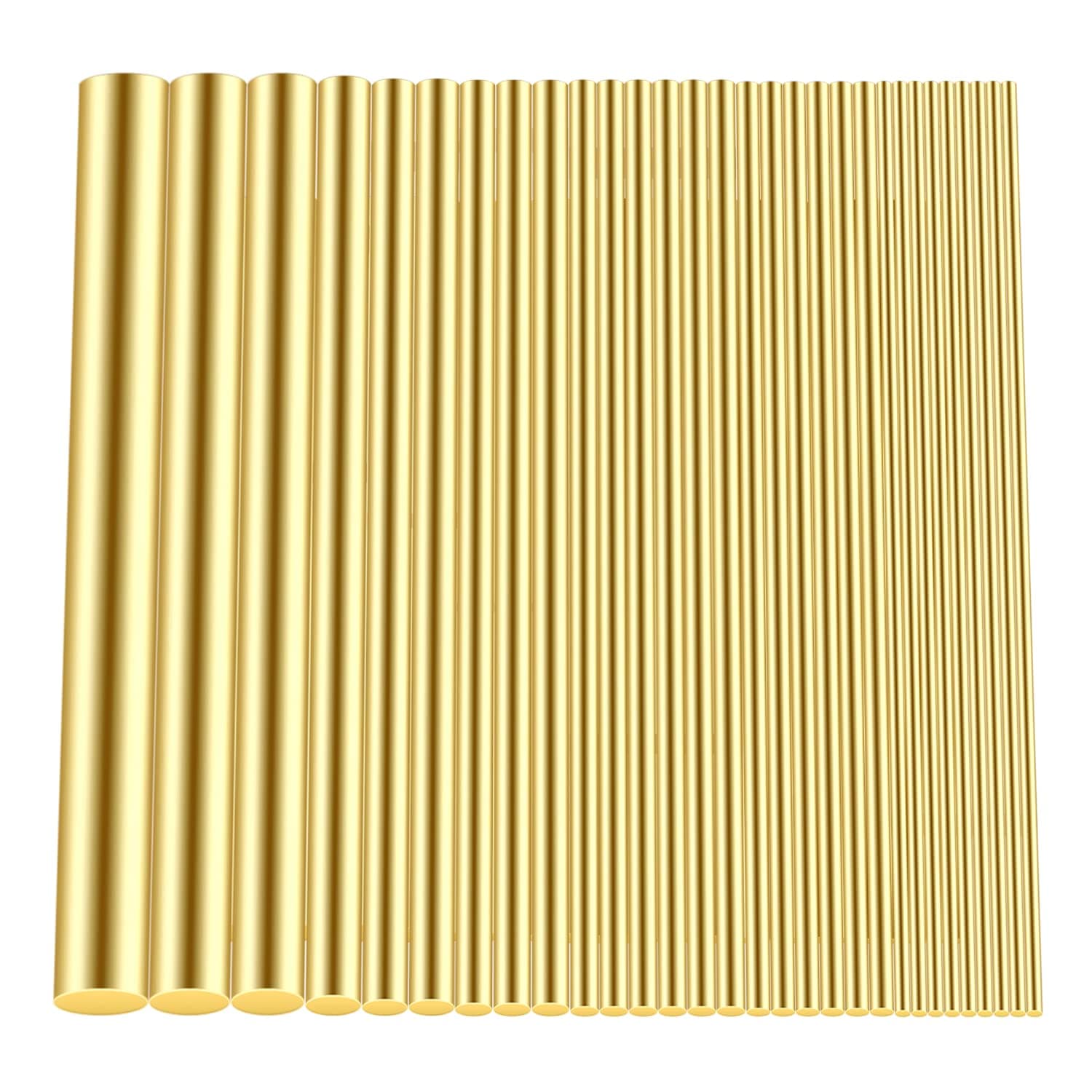 DYWISHKEY 1/2" 3/8" 5/16" 1/4" 3/16" 5/32" 1/8" 3/32" 1/16" Brass Rods Assortment Kit for DIY Craft Making, Handle Pin (30 Pieces)