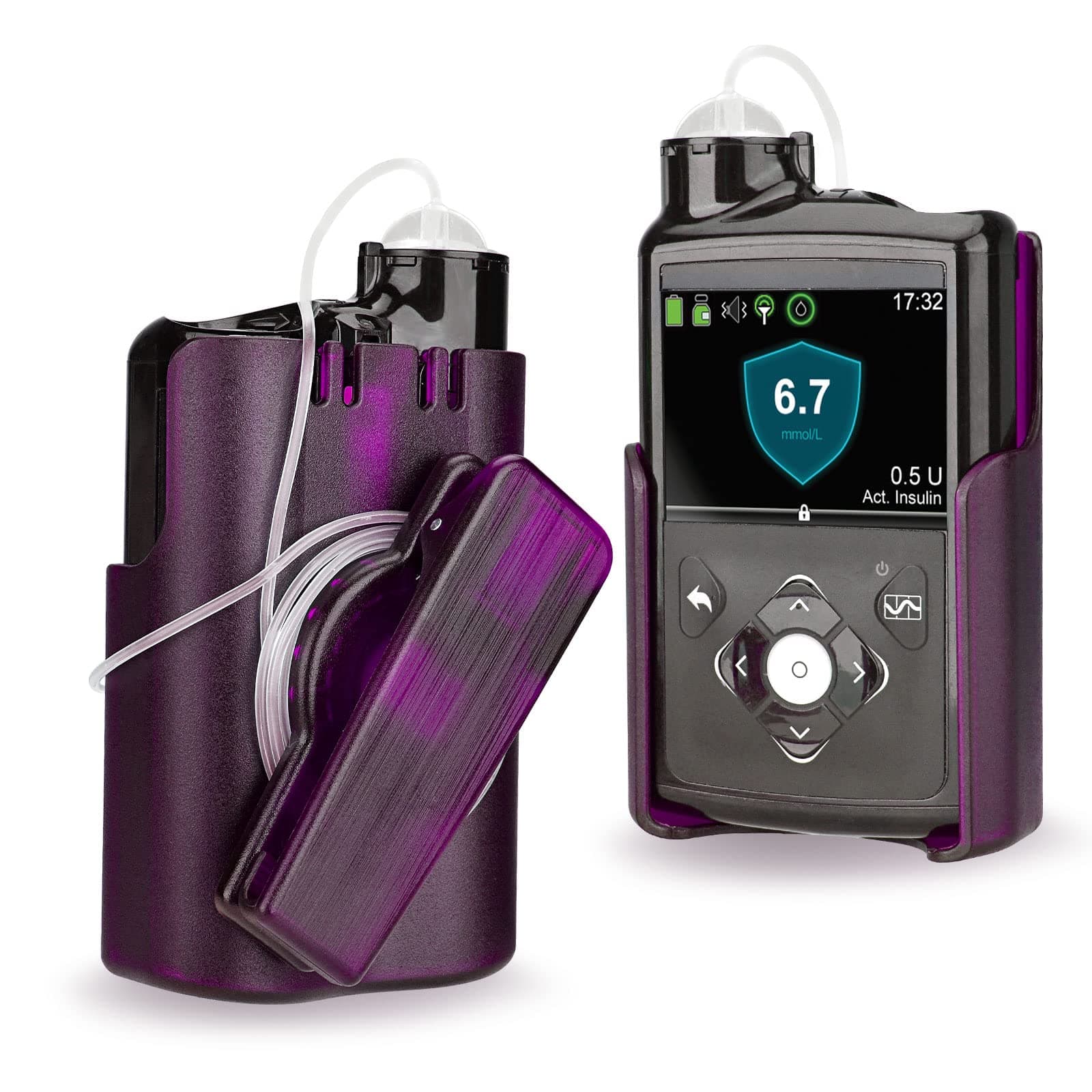 Insulin Pump Holder 360° Rotatable, Insulin Pump Case with Clip for Medtronic MiniMed 630G 640G 670G 770G, Sturdy and Durable Clip (Purple)