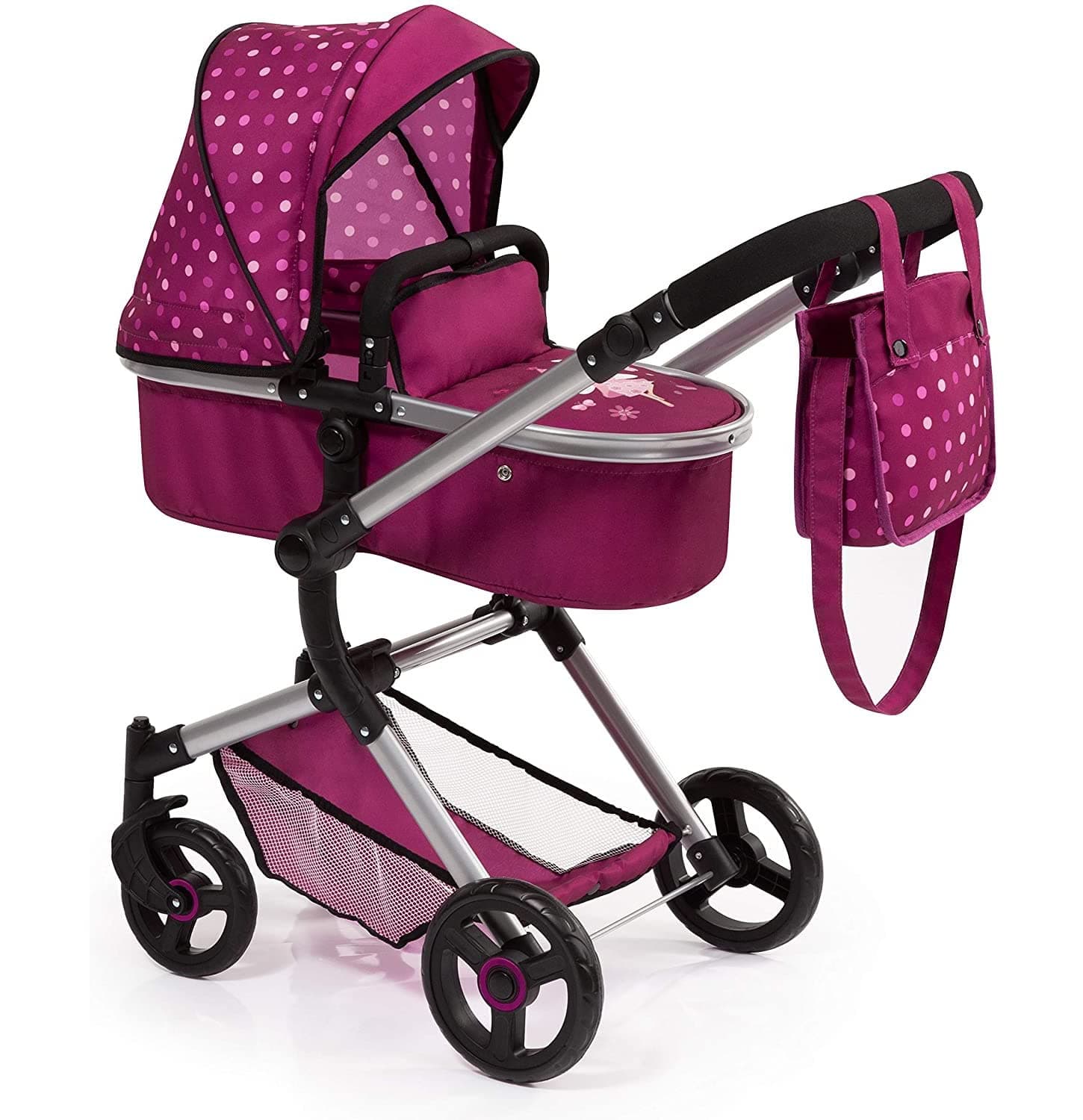 Design City Baby Doll Pram,Dark Pink