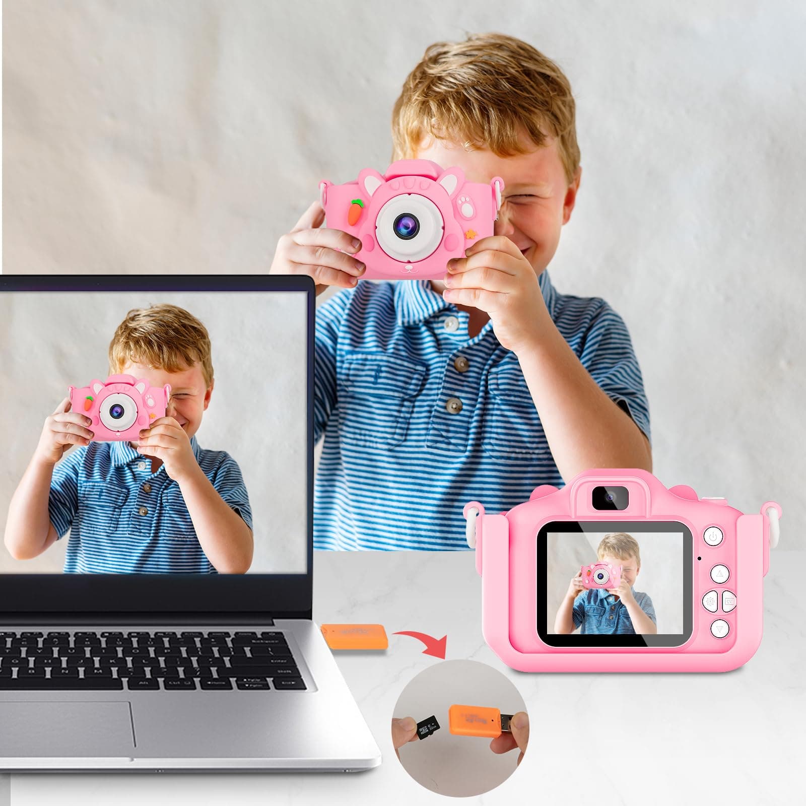 Kids Camera for Boys and Girls, ACIXX Digital Camera for Kids Toy Gift, Toddler Camera Christmas Birthday Gifts for Age 3-12 with 32GB SD Card, Video Recorder 1080P IPS 2 Inch(Pink)