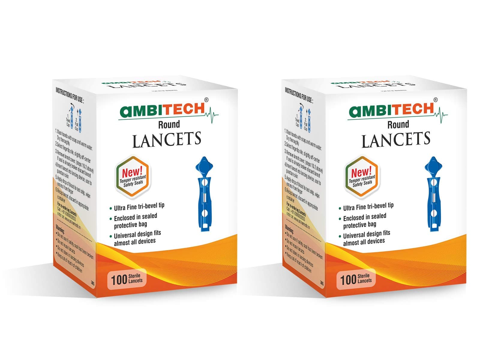 Ambitech Premium Round Lancet Needle |100 Lancets |Pack Of 2| Made In India,blue