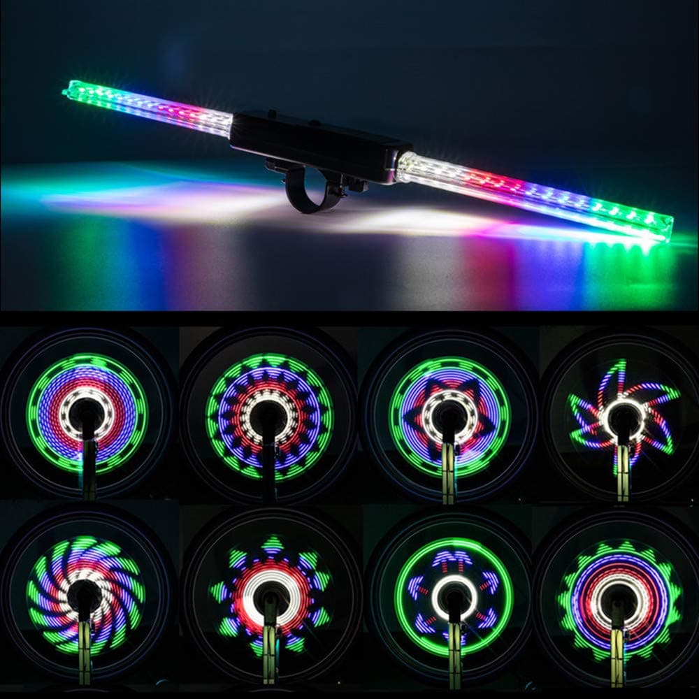 LED Bike Wheel Lights w/ 30x Different RGBW Patterns| Batteries Included, Ultimate Brightness w/ 64PCS LED Lights| IPX5 Waterproof Safety Tire Lights for Kids & Adults| Cycling Road Safety
