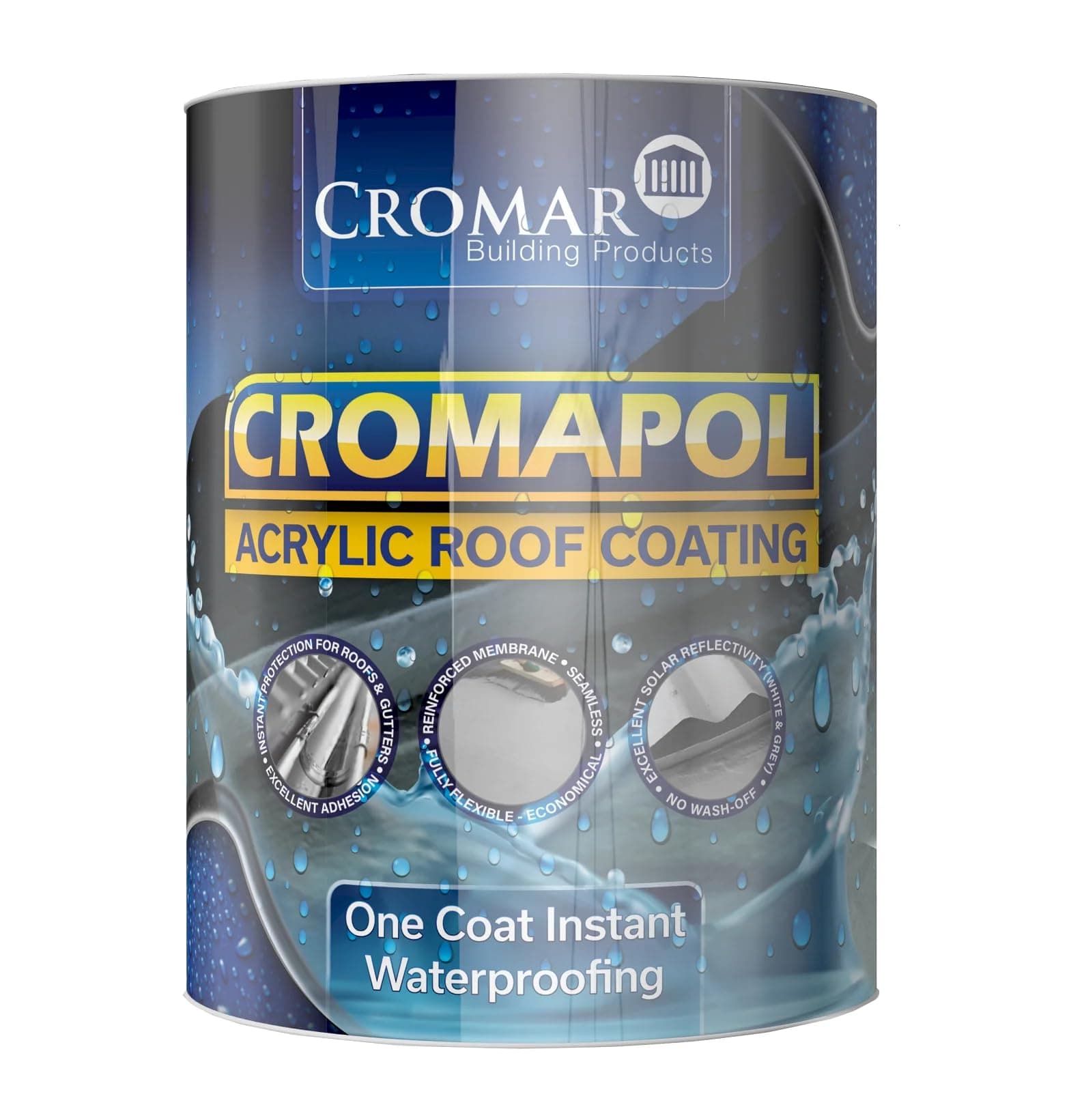 CROMAR Cromapol Fibre-Free Acrylic Roof Coating – Liquid Acrylic Waterproofing Solution | White - 1 KG