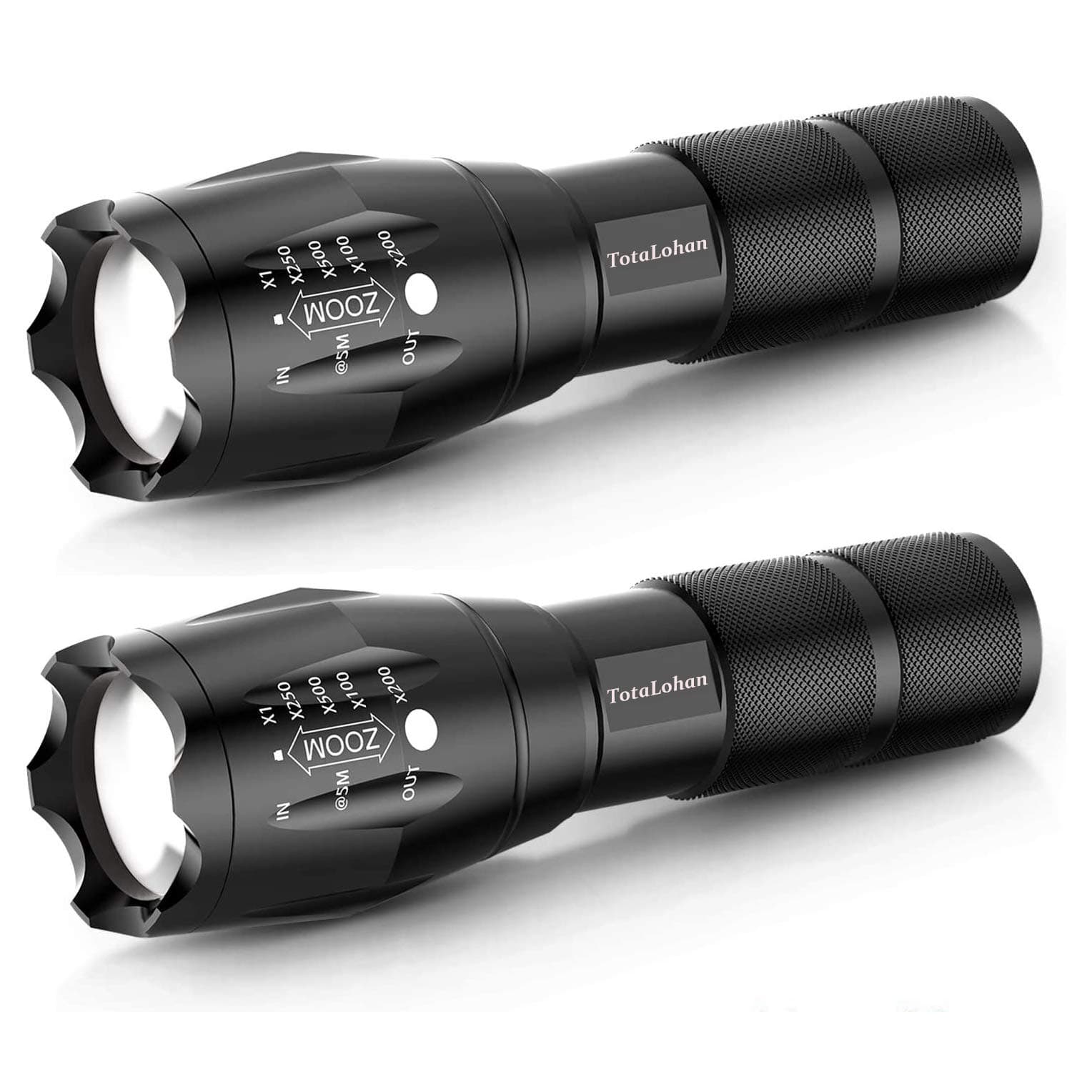 Military Grade Tactical LED 3000 Lumens 5 Light Mode Flashlight Torch,2-Pack