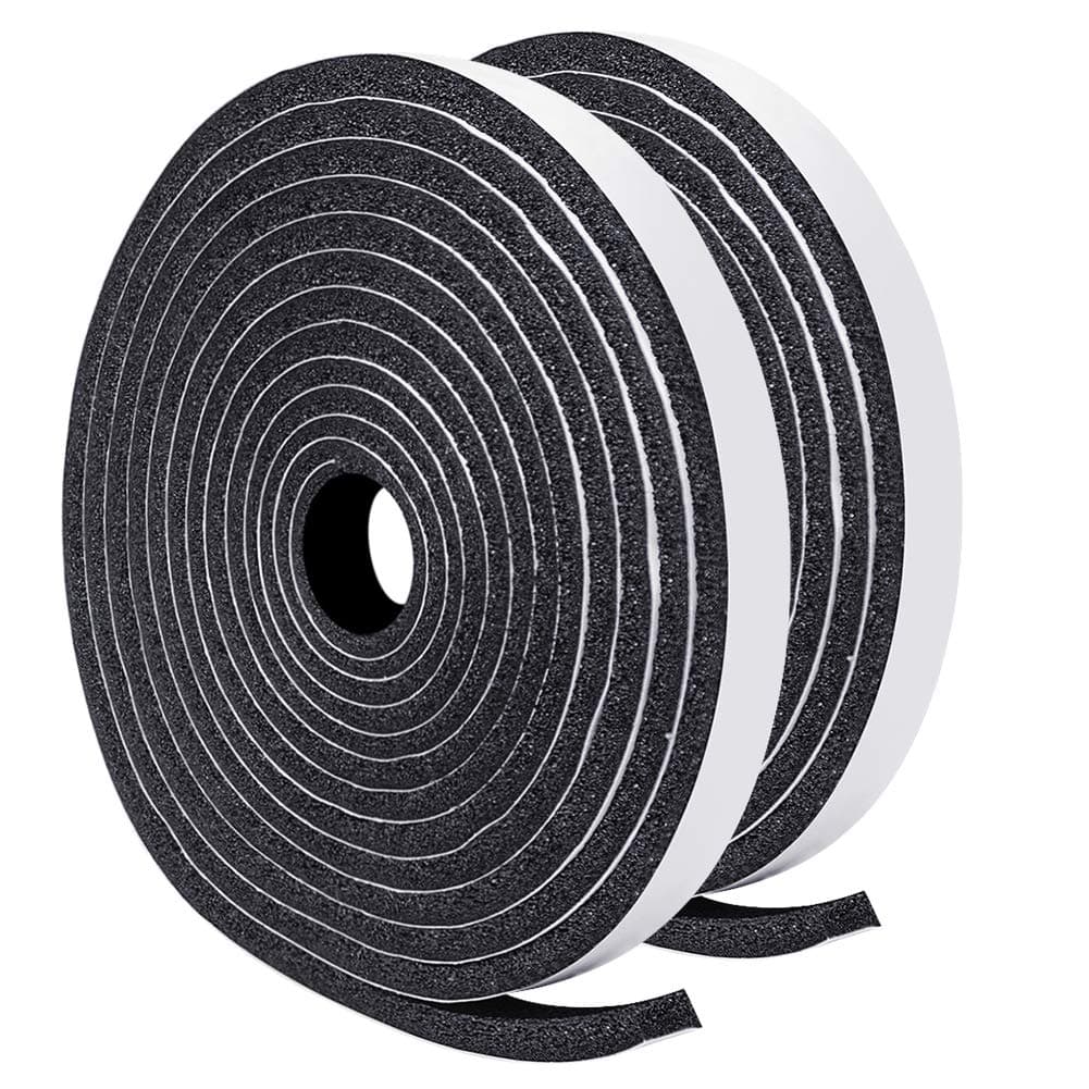TORRAMI Low Density Foam Weather Stripping 1/2 inch W X 1/4 inch T for Doors and Windows, Self Adhesive Seal Tape Insulation Strips Total 13 feet (2 Rolls of 6.5 Ft Each)