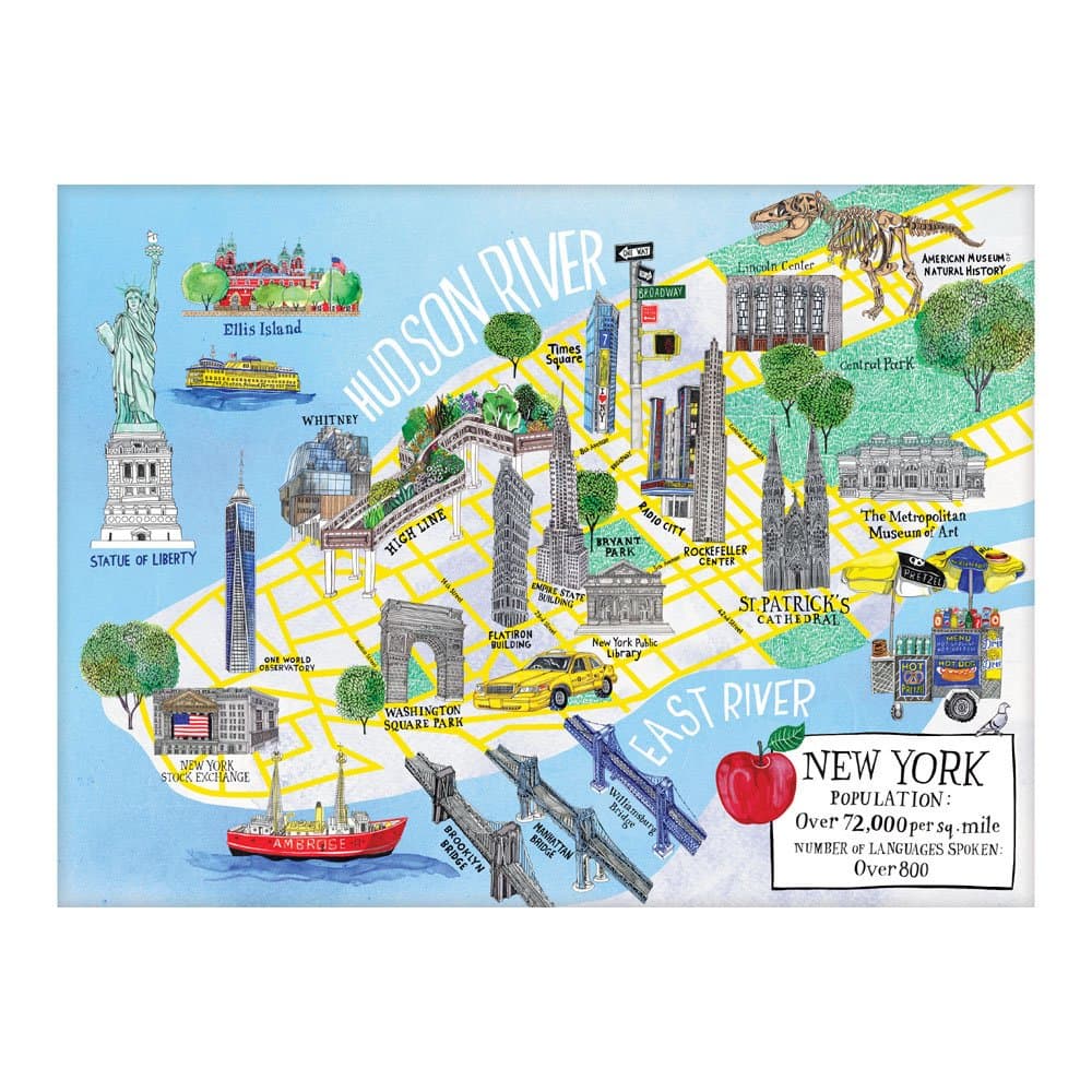 Galison1000 Piece New York City Map Jigsaw Puzzle for Adults and Families, NYC Puzzle Features Sights from Around New York City
