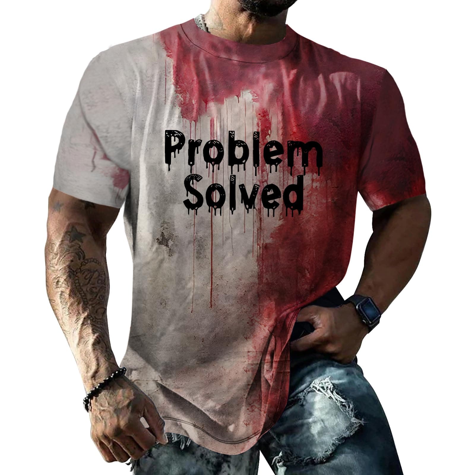 GenericProblem Solved Shirt, Unisex I'm Fine T Shirt, Im Fine Halloween Horror Clothes, Men Women Horror