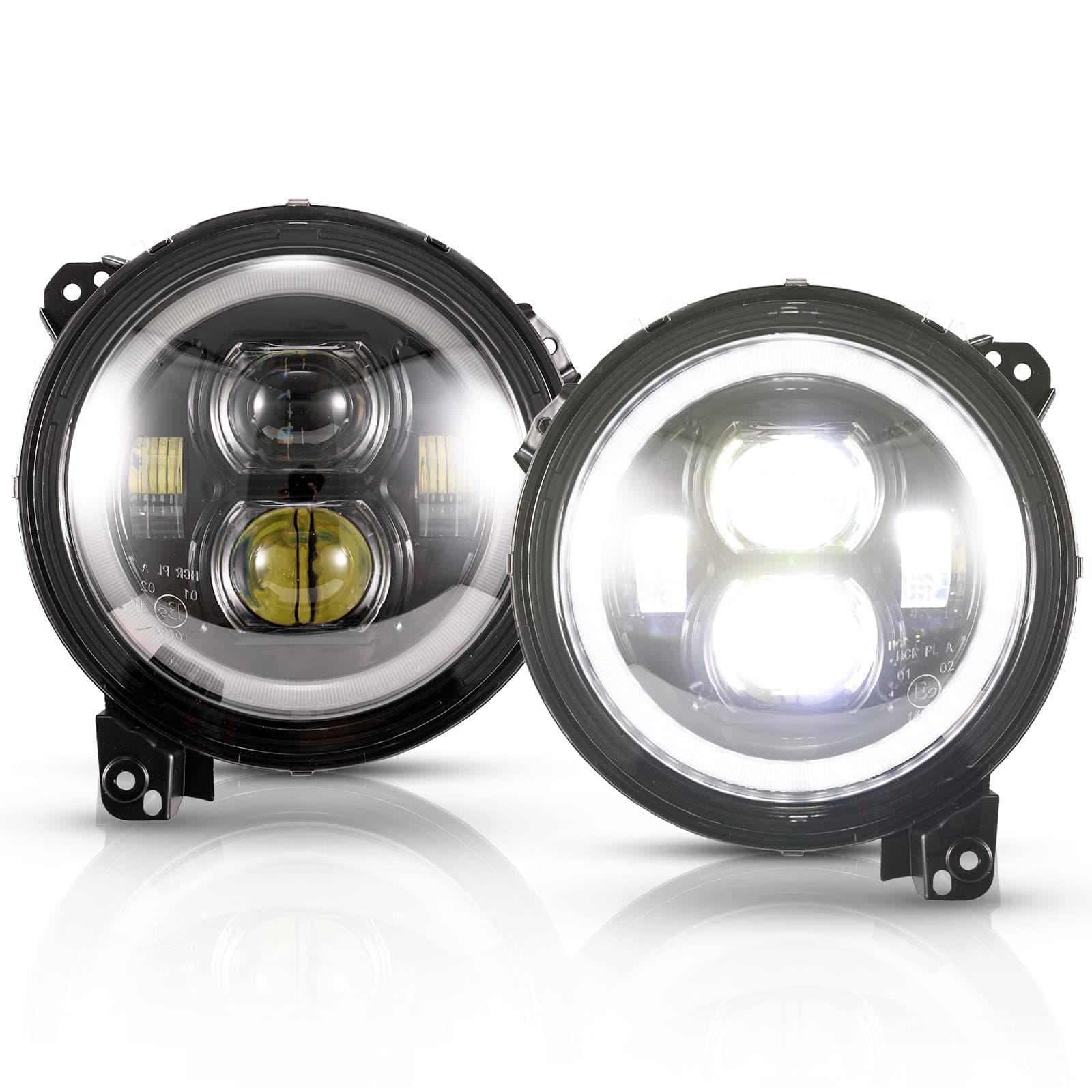 BUNKER INDUST Wrangler JL 9” Inch LED Headlights with Halo DRL,Pair Round Headlamp with Daytime Running Lights for Jeep Gladiator JT 2018-2025 Jeep Wrangler JL/4xe Accessories