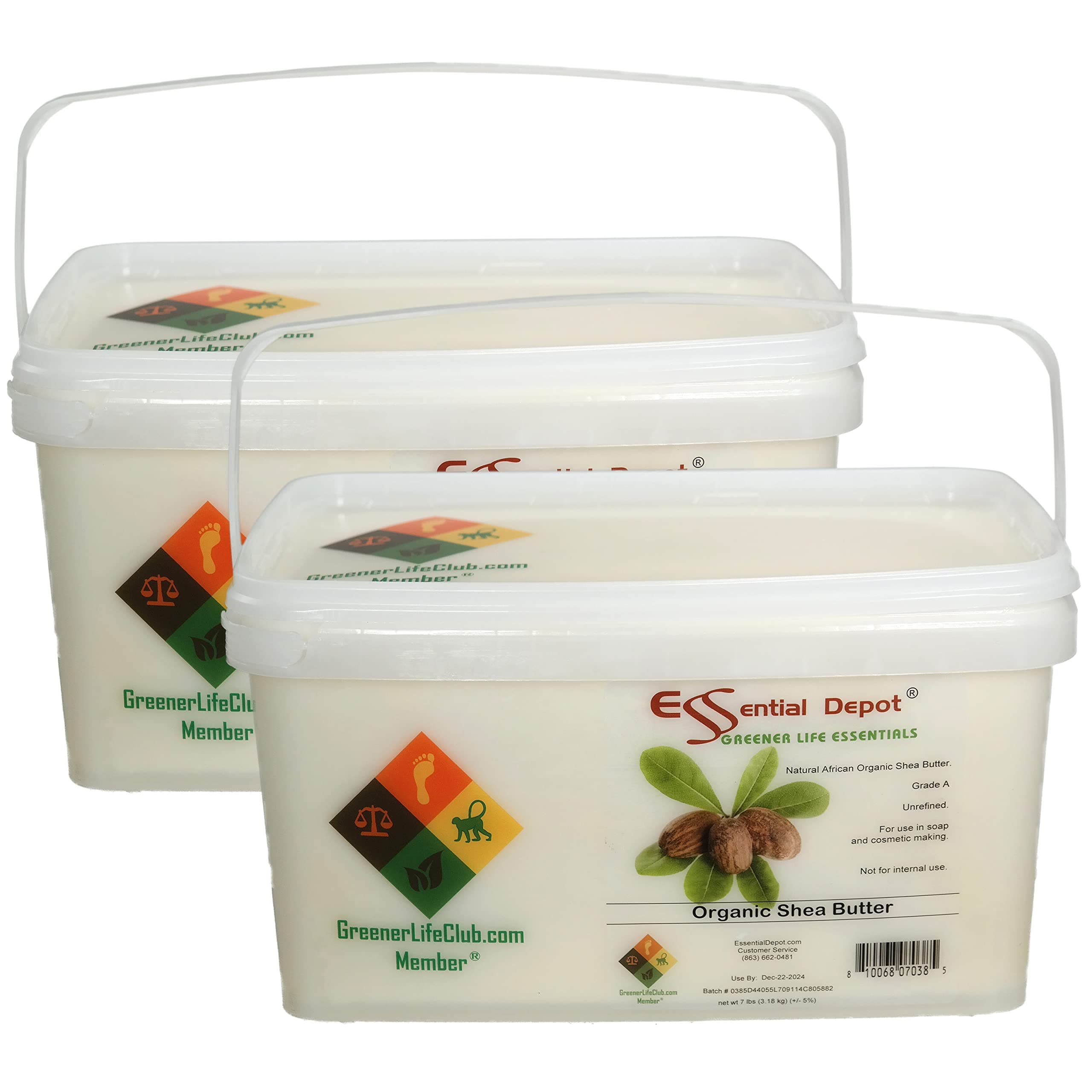 Essential Depot Shea Butter - Grade A - Unrefined - Organic - 14 lbs - In 2 x 7lb Greener Life Boxes