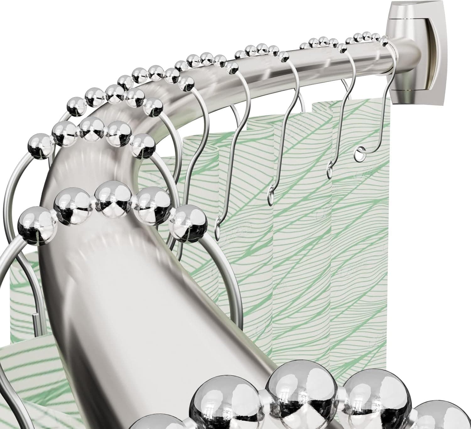 Bonpally Curved Shower Curtain Rod 40-72 Inches Adjustable, Aluminum Shower Rod Rustproof, Round shower curtain rod, Curved Shower Rods for Bathroom, Bathtub, Stall, Brush Nickel,Need to Drill