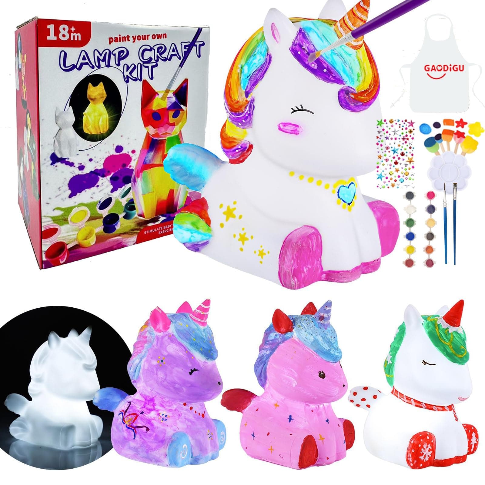 ORCHID M®Paint Your Own Unicorn Lamp Kit, Art Supplies Arts & Crafts Kit, Painting kit for Kids 6-12, Arts and Crafts for Kids, Toys Girls Boy Birthday Christmas Gift Ages 3 4 5 6 7 8 9 10 1 (Unicorn)
