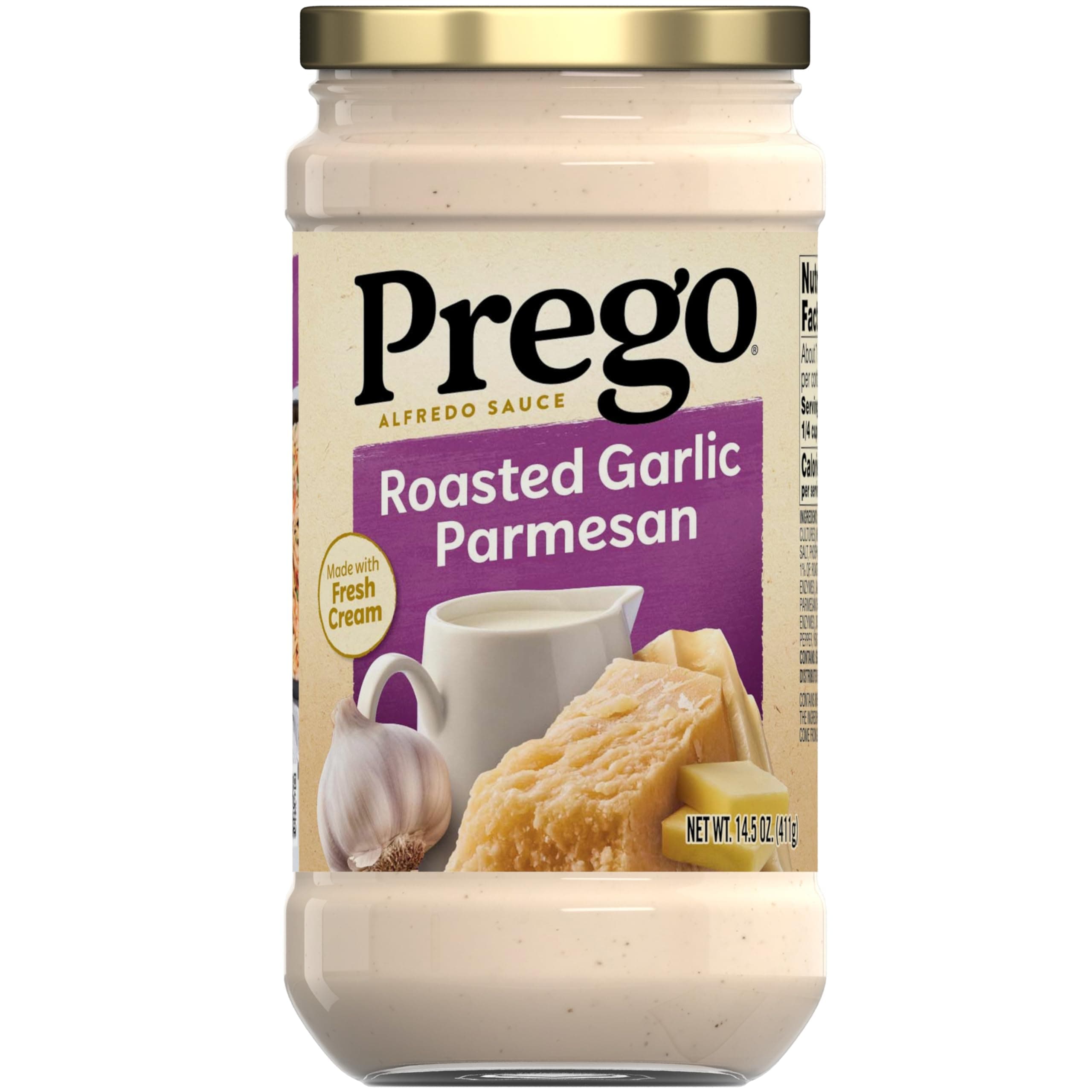 Prego Pasta Sauce, Alfredo Sauce with Roasted Garlic and Parmesan Cheese, 14.5 Ounce Jar