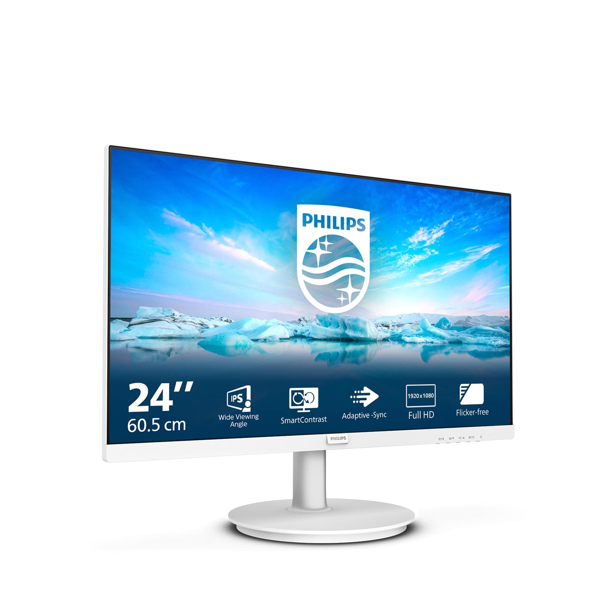 Philips 241V8AW 24 Inch Full HD Monitor, Built-in Speaker, Flicker-Free (1920 x 1080, 75 Hz, VGA, HDMI) White