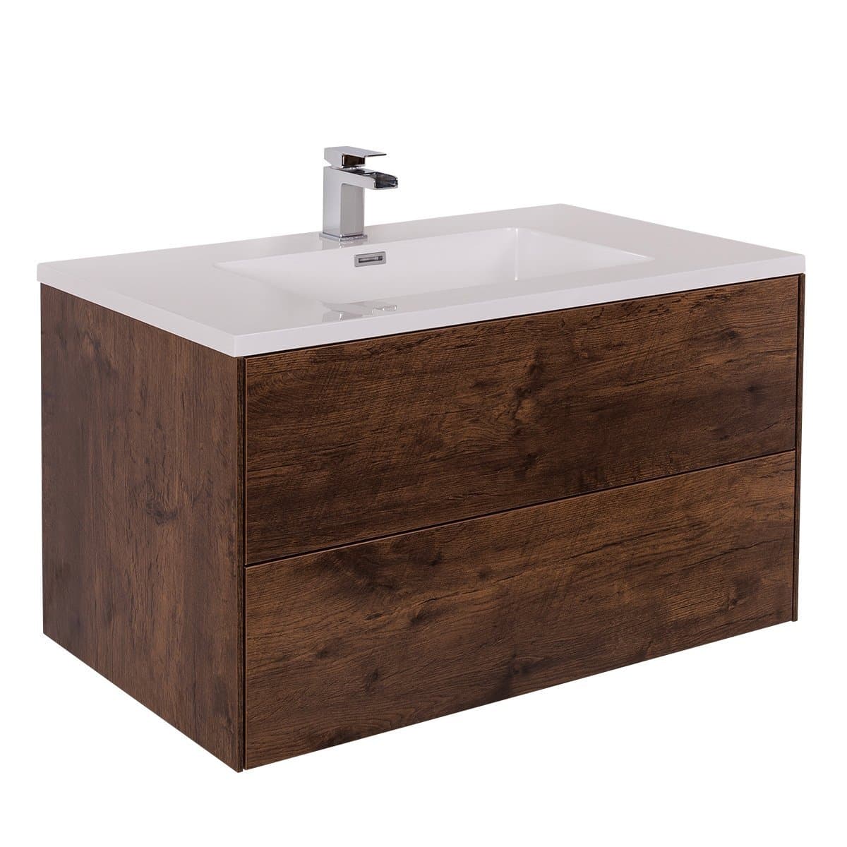 Aquariss Modern Bathroom Oak 900 mm Wall Hung Vanity Unit with Basin Furniture