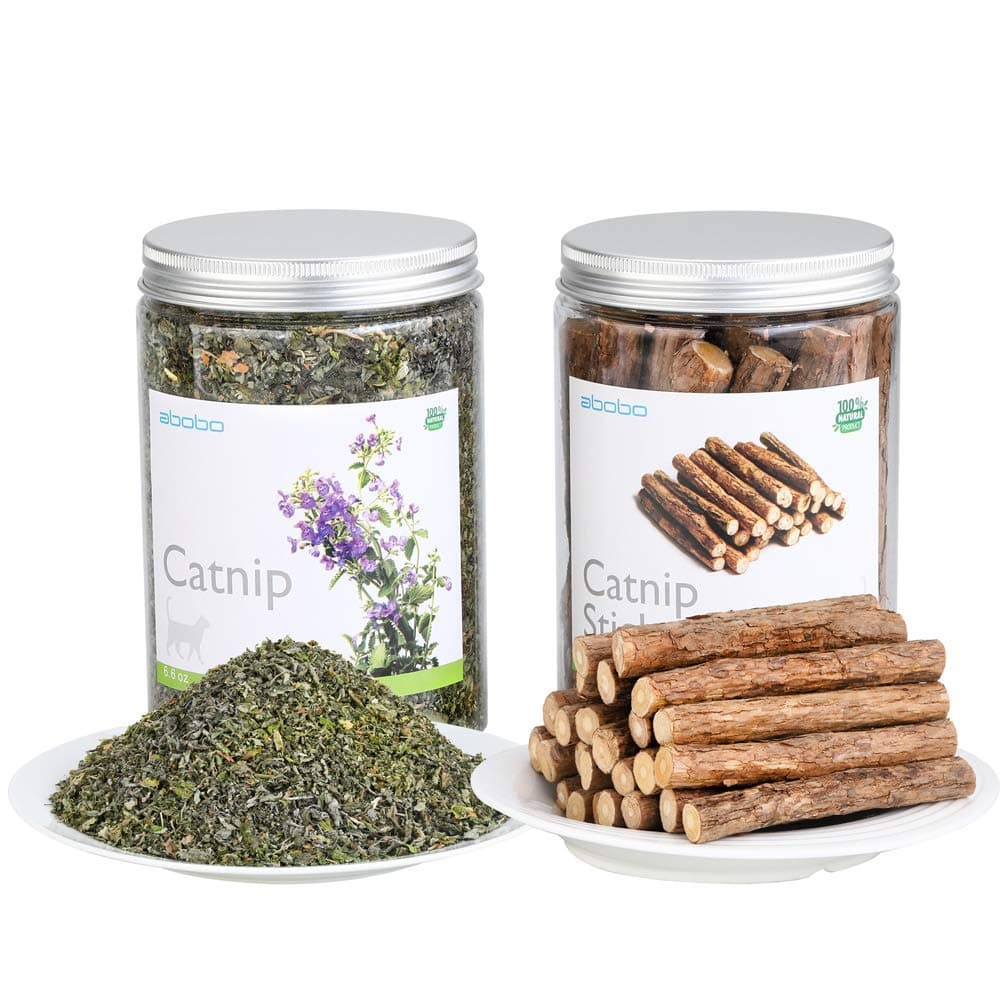 abobo Catnip + Catnip Sticks/Matatabi/Silver Vine Value Set - 100% Natural Organic for Cats Dental Cleaning (3.5 oz + 8 oz/Grade A)