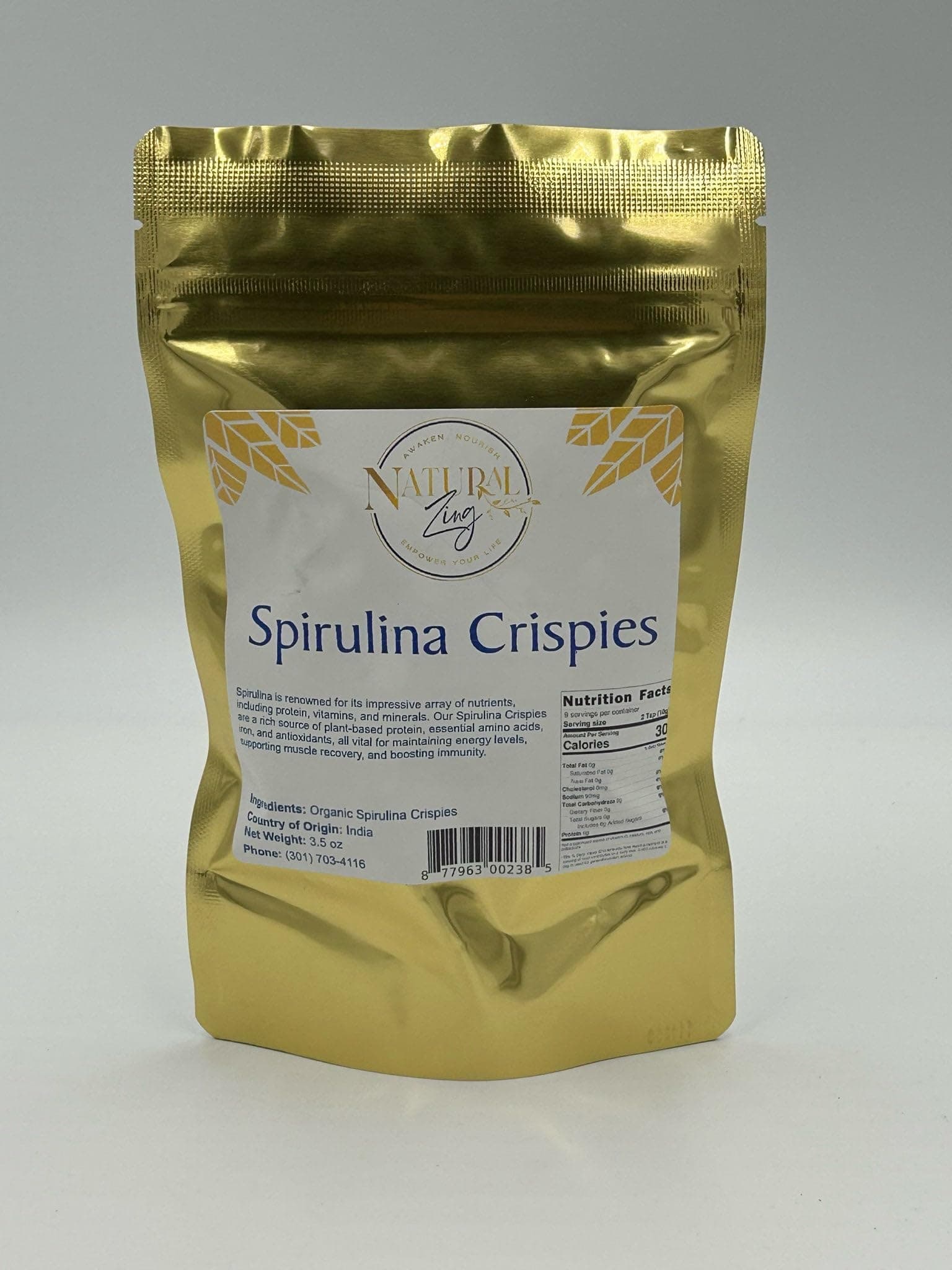 Natural Zing Spirulina Crispies (Raw, Vegan Grown) 100 g