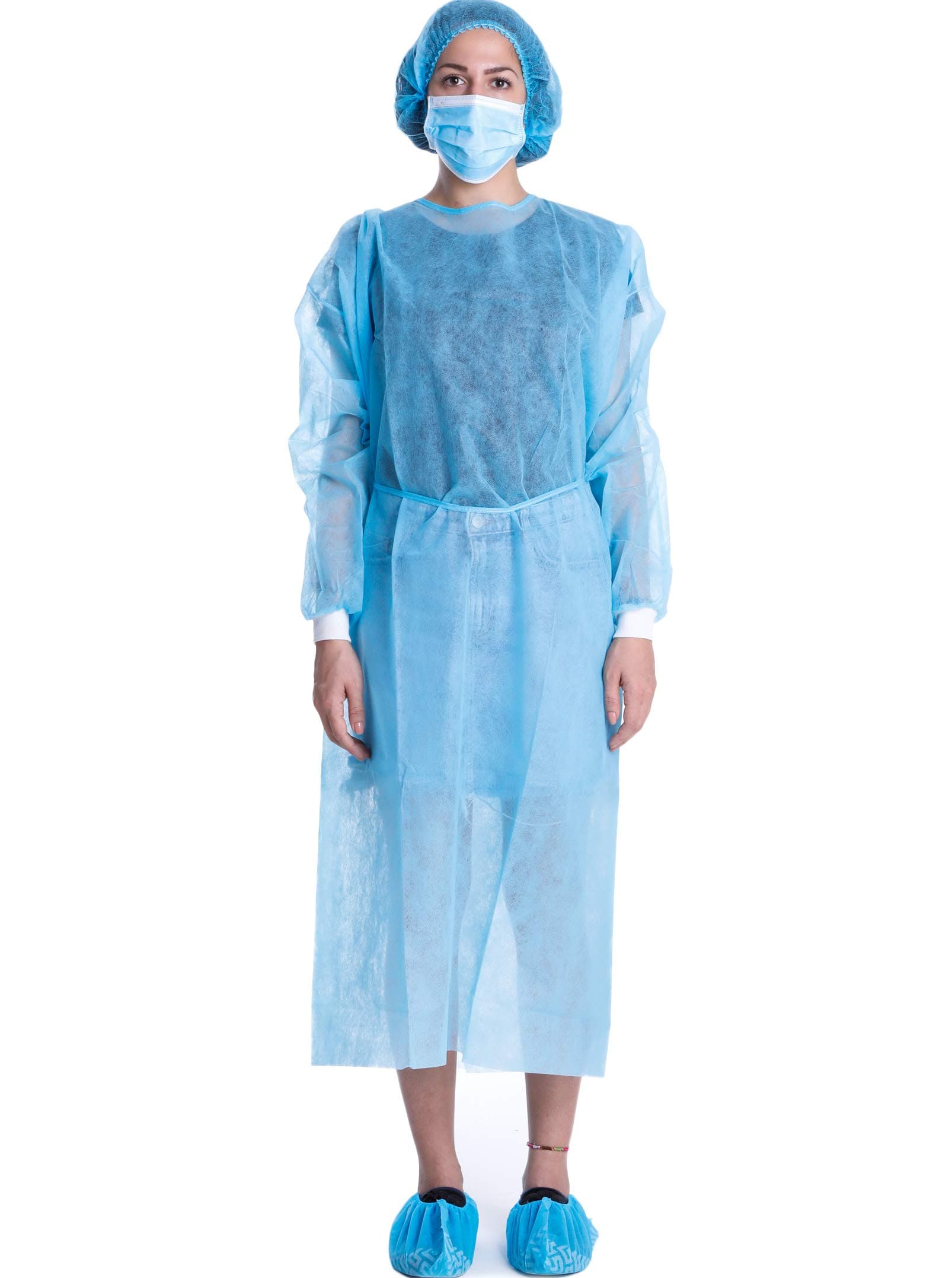 LIFESOFT Disposable Isolation Gown Polypropylene Lab Gowns Knit Cuff Long Sleeve 15 Pack