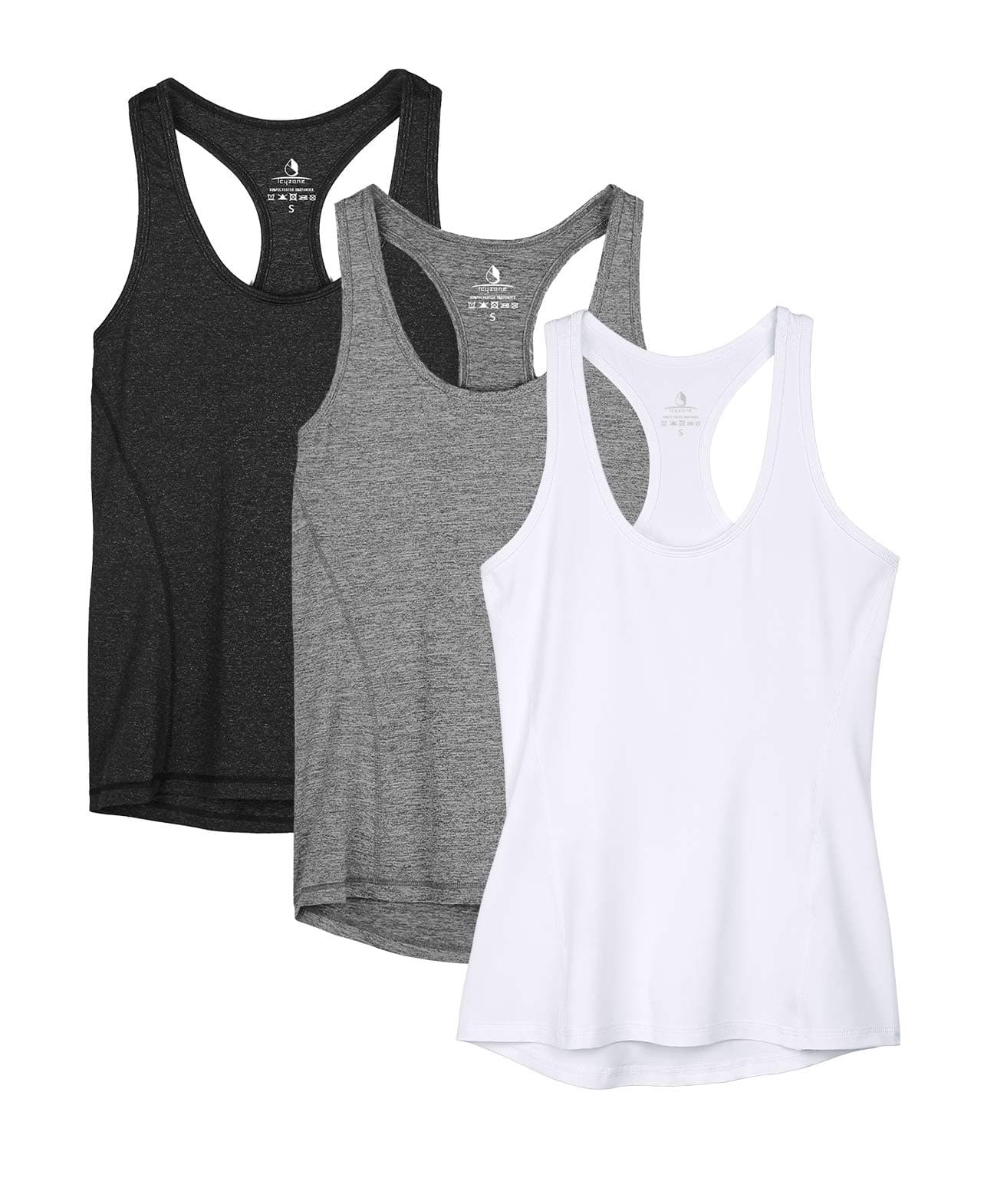 icyzoneWomen's Racerback Workout Athletic Running Tank Tops (Pack of 3)