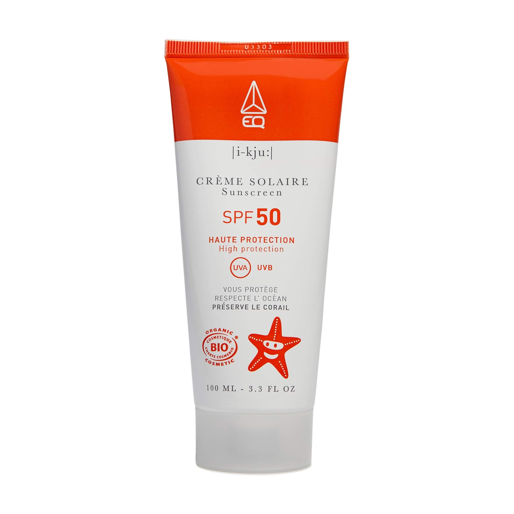 EQEvoa | Organic Sunscreen SPF50 - Face & Body - for the whole family - Water resistant - Mineral Filters - Respects the Ocean & Preserves the Coral - Made in France - 50ml.