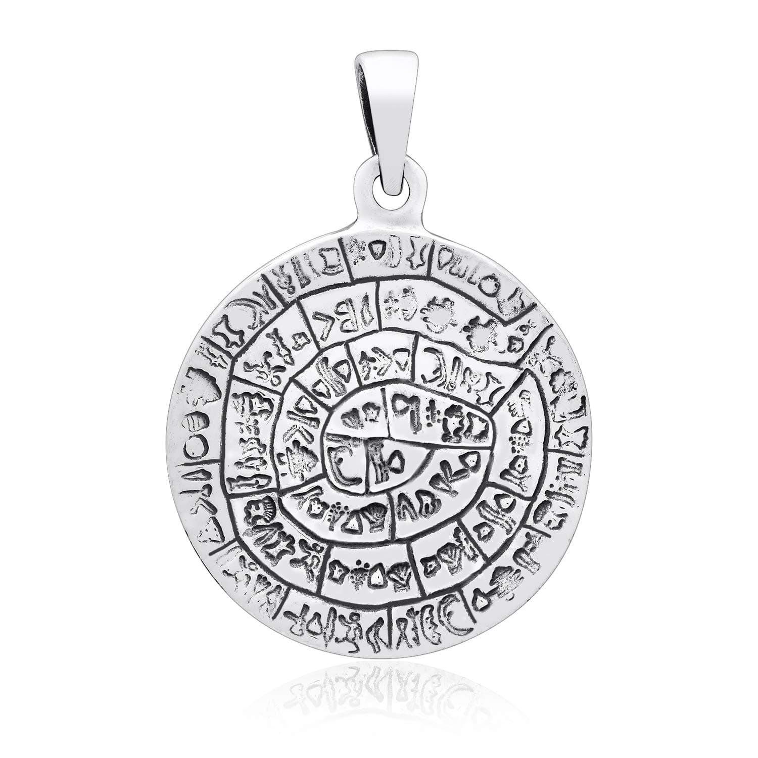 925 Sterling Silver Phaistos Disk Ancient Greece Minoan Period Crete Pendant