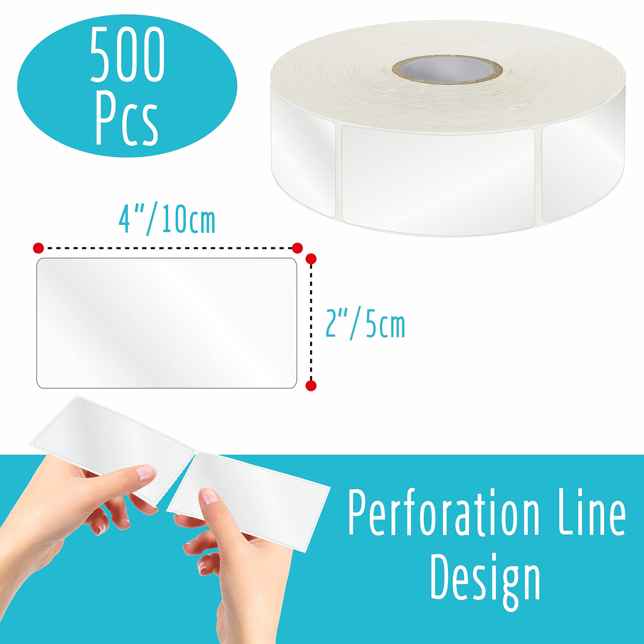 500 PCS Label Protector, Transparent Waterproof Clear Wafer Seal Stickers for Protecting Package Envelope Mail Barcodes, Numbers and Stickers Mega Bundle with Perforation Line in Roll (4 x 2 inch)