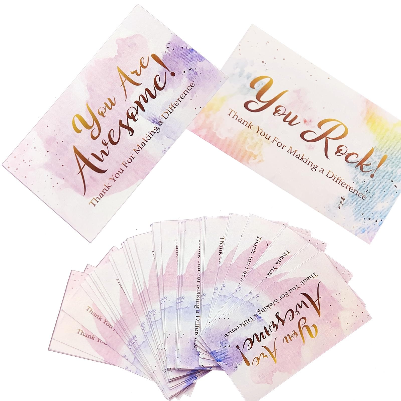 200pcs Appreciation Cards,You Are Awesome Cards Colorful Thank You For Making a Difference Thank You NoteCard Appreciation Insert Greeting Card for Coworker Nurse Teacher Employee Volunteer, 2" x 3.6"