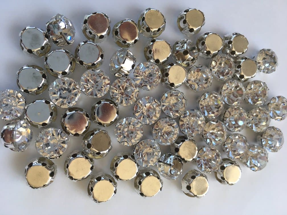 12mm 50ss Sew On Clear Crystal Rhinestones with Claw Setting 25PCS