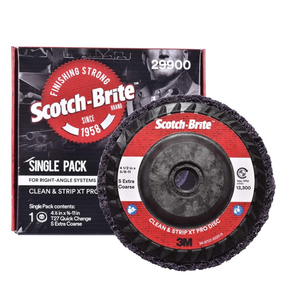 Scotch-Brite Clean and Strip XT Pro Disc - Rust and Paint Stripping Disc - 4.5" diam. x 5/8-11 Quick Change Thread - Extra Coarse Silicon Carbide - Pack of 1, 0.5