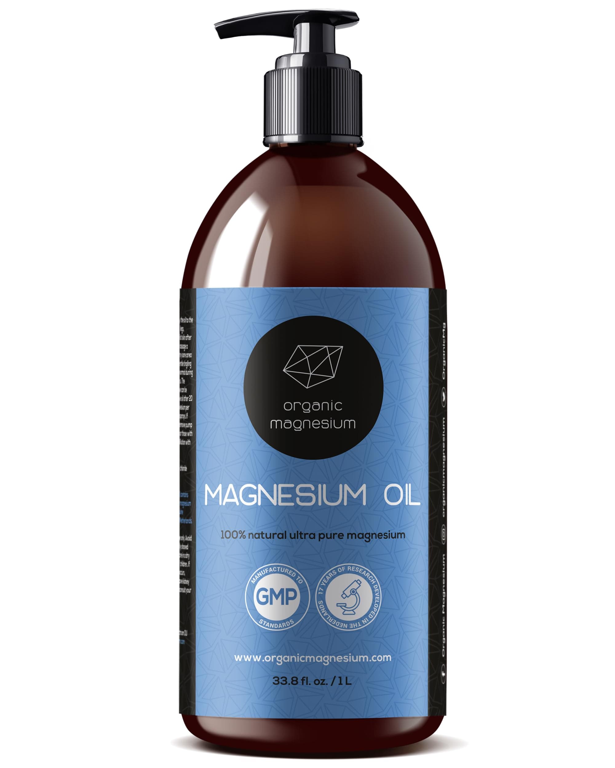 Organic Magnesium Oil Spray Refill - 1000ml | 100% Natural Pure Zechstein Oil from Organic Magnesium | Perfect for Sports & Muscle Relaxation | Magnesium Chloride Concentrate