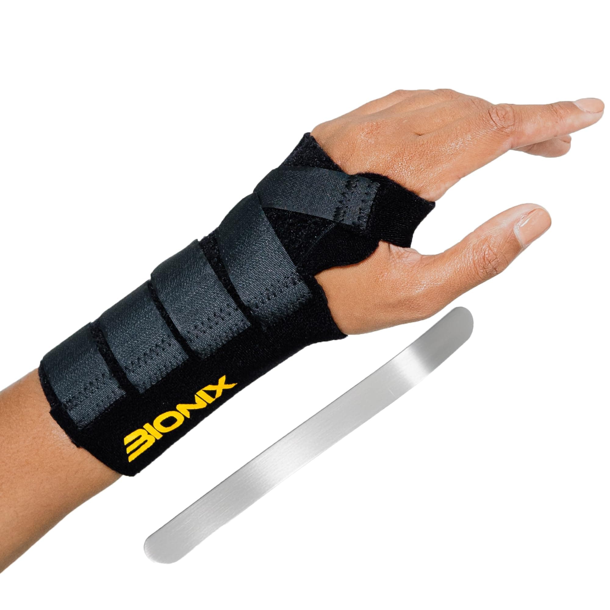 Bionix Wrist Supports Brace with Splint - Carpal Tunnel Wrist Splint for Left or Right Hand, Wrist Brace for Arthritis, Gym Splint Wrist Support brace & Hand Support for Daily Use(Black, Left, Medium)