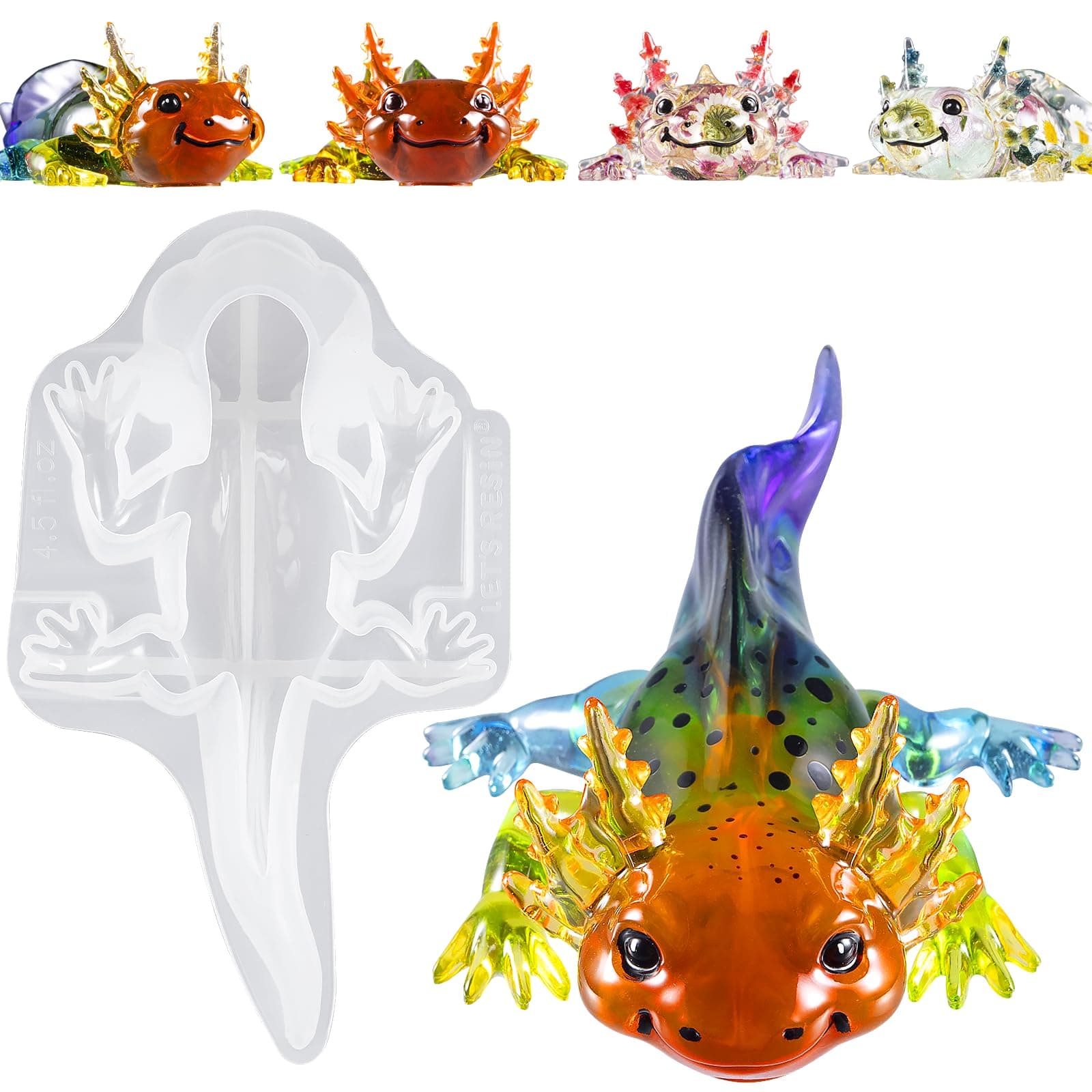LET'S RESIN Large Axolotl Resin Moulds Silicone, 3D Detailed Animal Silicone Moulds, Thickened Deep Epoxy Resin Moulds for Art Crafts, Gift, and Home Decor