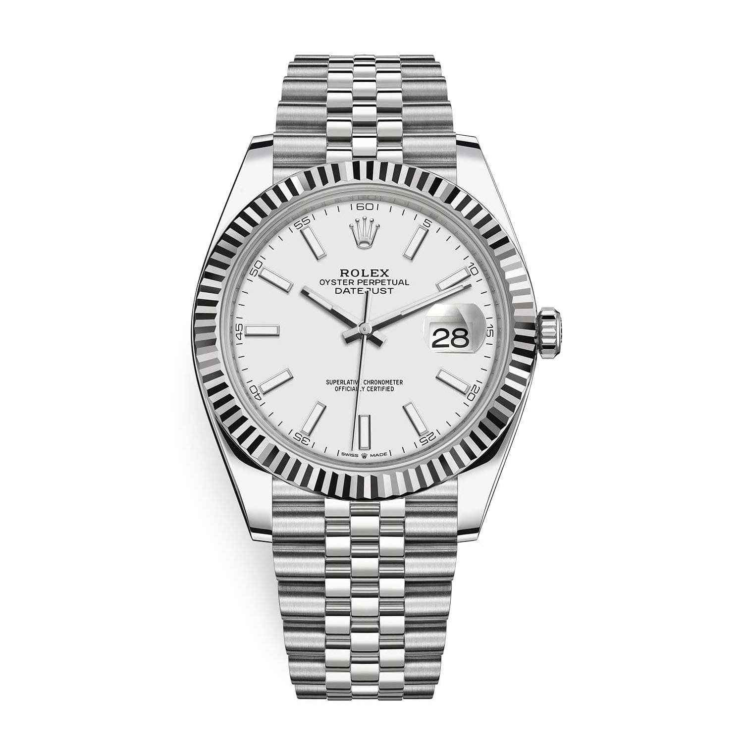 Rolex Datejust 41 White Dial Jubilee Bracelet Luxury Watch Ref. 126334