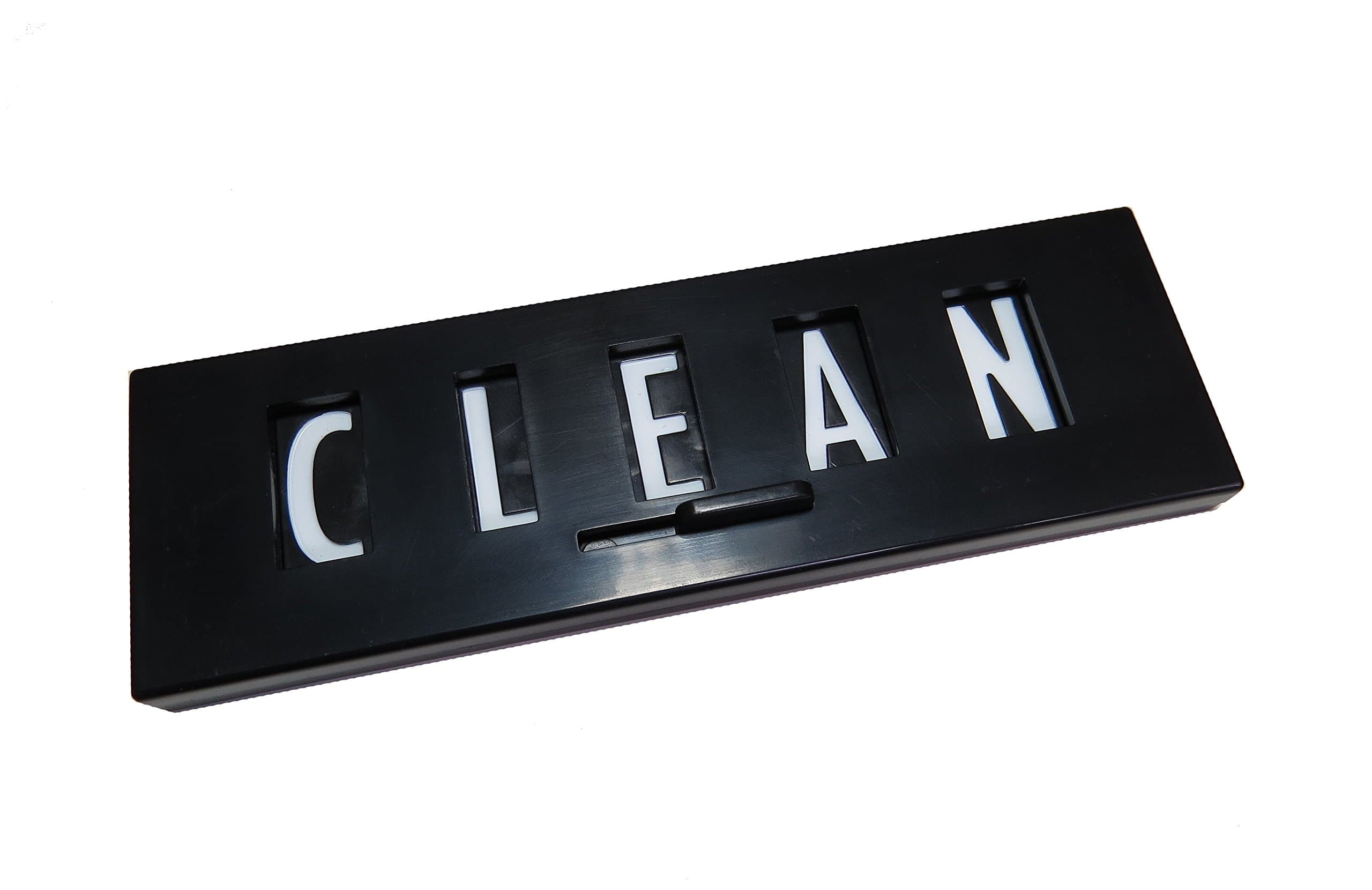 Black Clean Dirty Dishwasher Magnet Sign with White Type