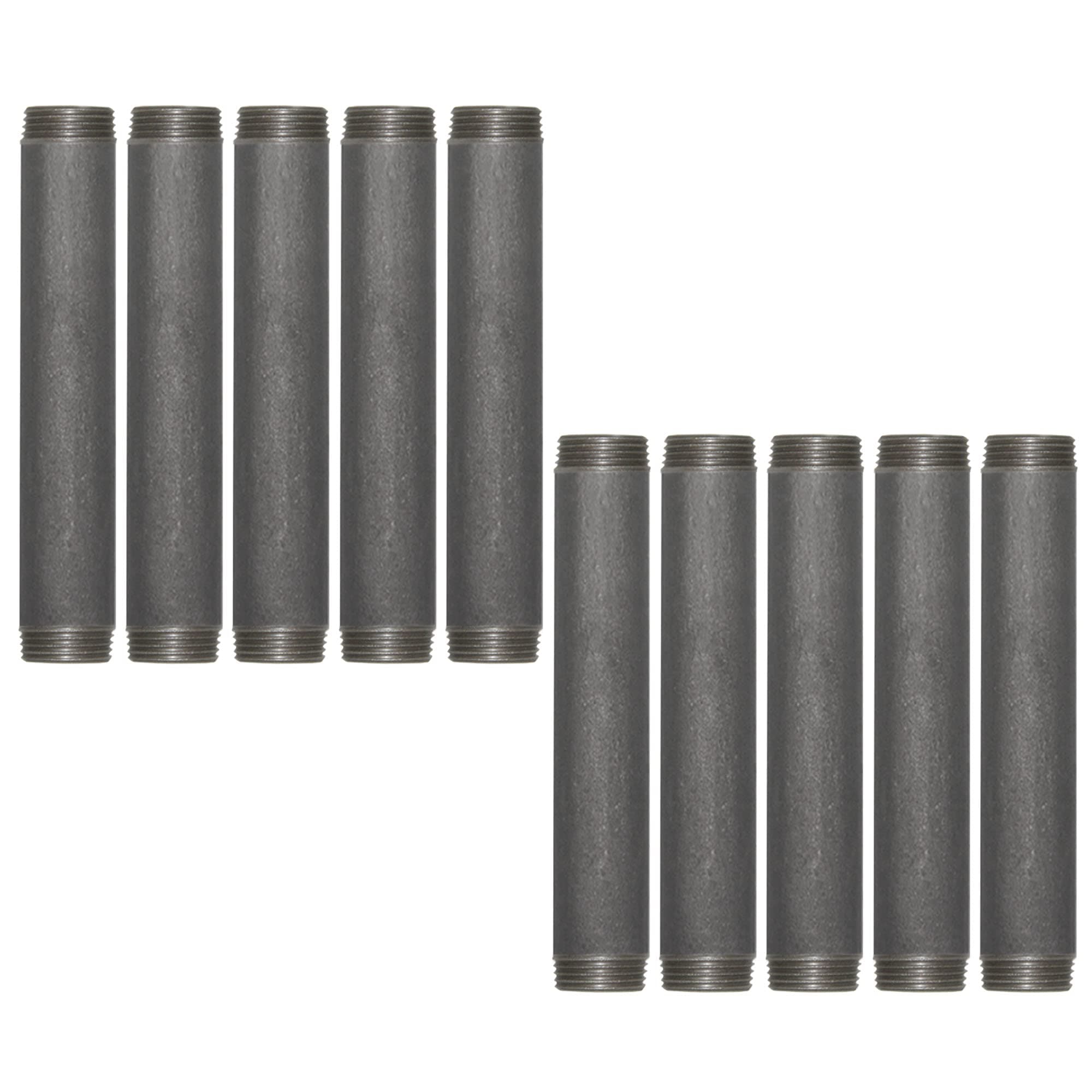 Sandblast Finish 3/4 x 6 Inch Heavy Duty Furniture Grade Steel Pipe for DIY Shelving and Home Decor Projects, 10 Pack