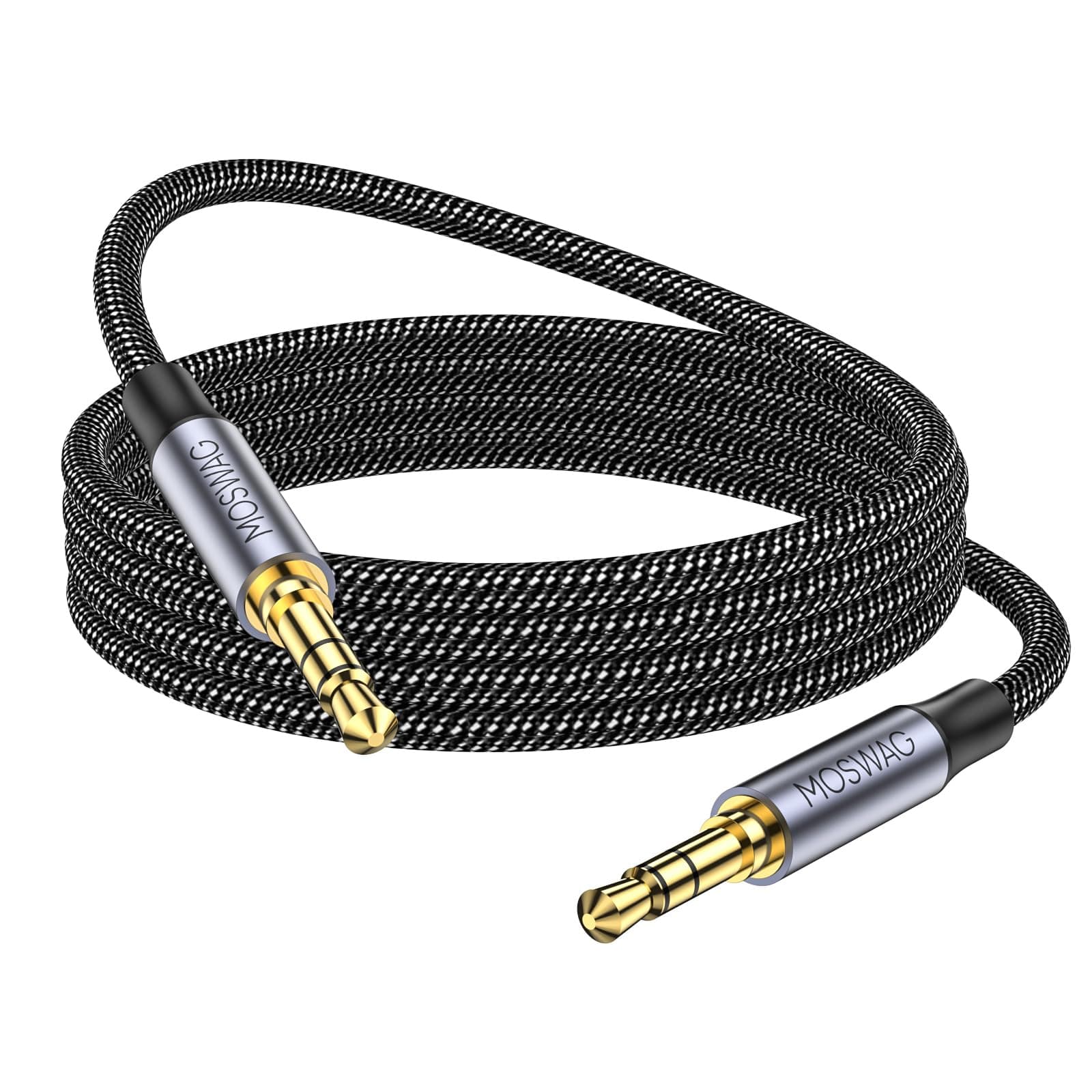 MOSWAG 3.28FT/1Meter 3.5mm Aux Cord to 3.5mm Audio Aux Jack Cable Male to Male Auxiliary Cable Nylon Braided Stereo Jack Cord for Phones,Headphones,Speakers,Tablets,PCs,Music Players and More