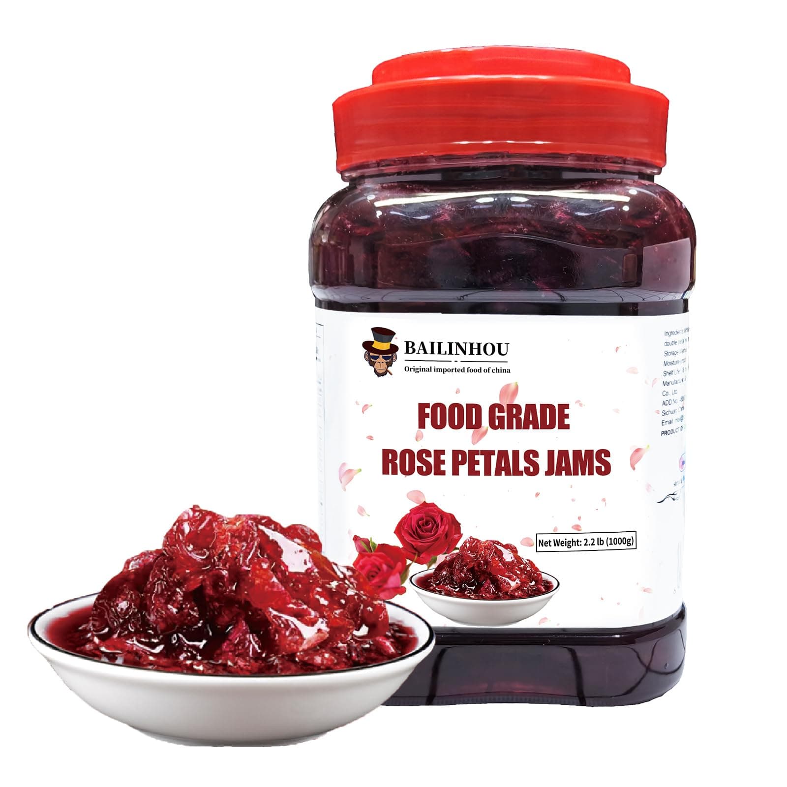 rose syrup jam 35oz/1kg, food grade rose petal jams, jellies & preserves flavoring edible rose water