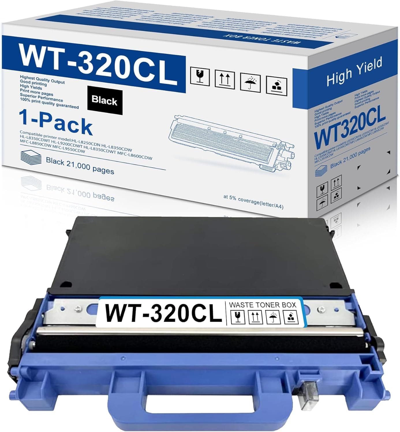 NUCALA WT-320CL Black Waste Toner Box 1 Pack - NUC Compatible WT 320CL Replacement for Brother WT320CL HL-L8250CDN HL-L8350CDW HL-L9200CDWT HL-L8350CDWT MFC-L8600CDW MFC-L9550CDW Printer Toner