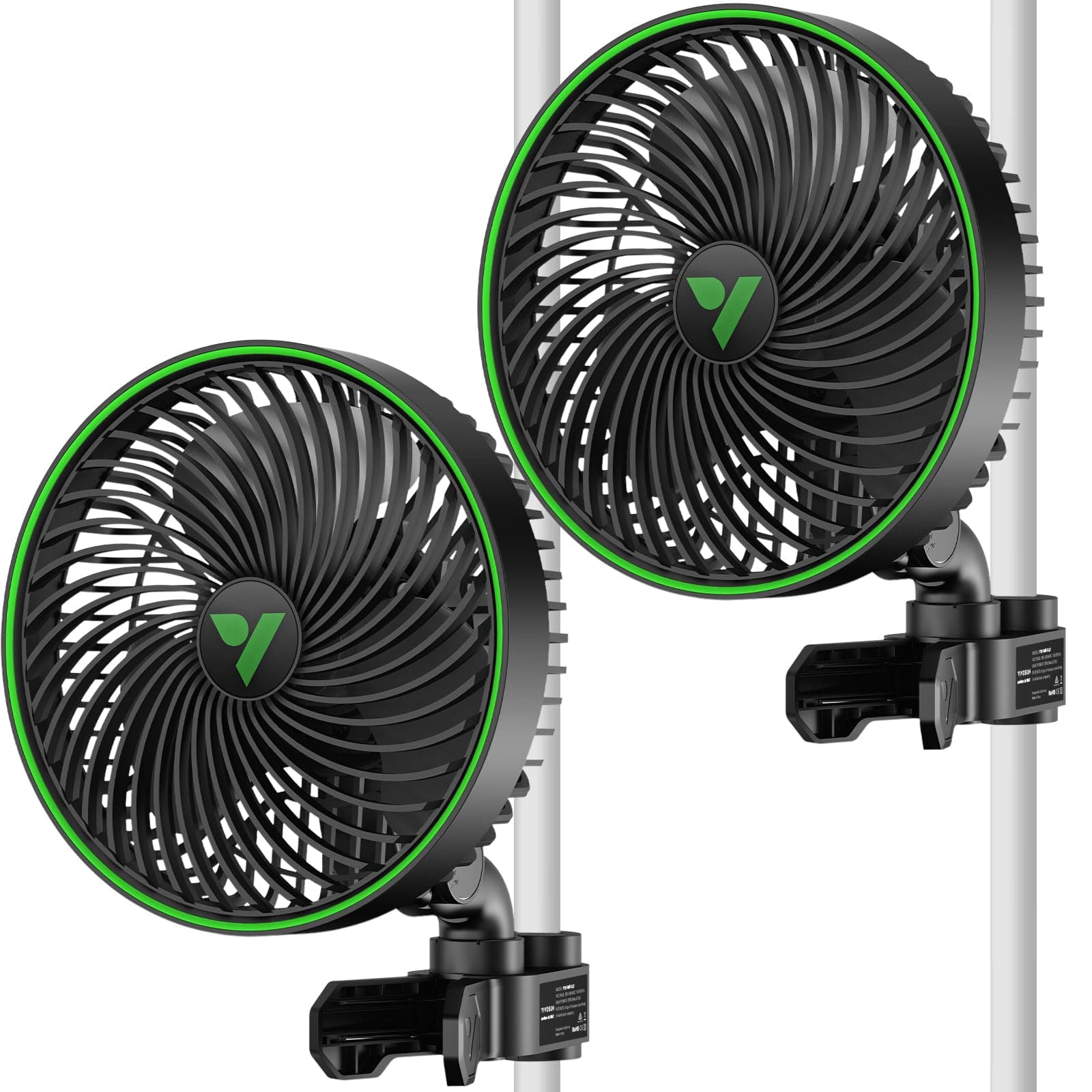 AeroWave E6 Gen2, Grow Tent Clip Fan 6”, EC Motor, Smart Control, Powerful Oscillating Fan, Local Timer, Weatherproof IP54, for Hydroponics Circulation Cooling, Black