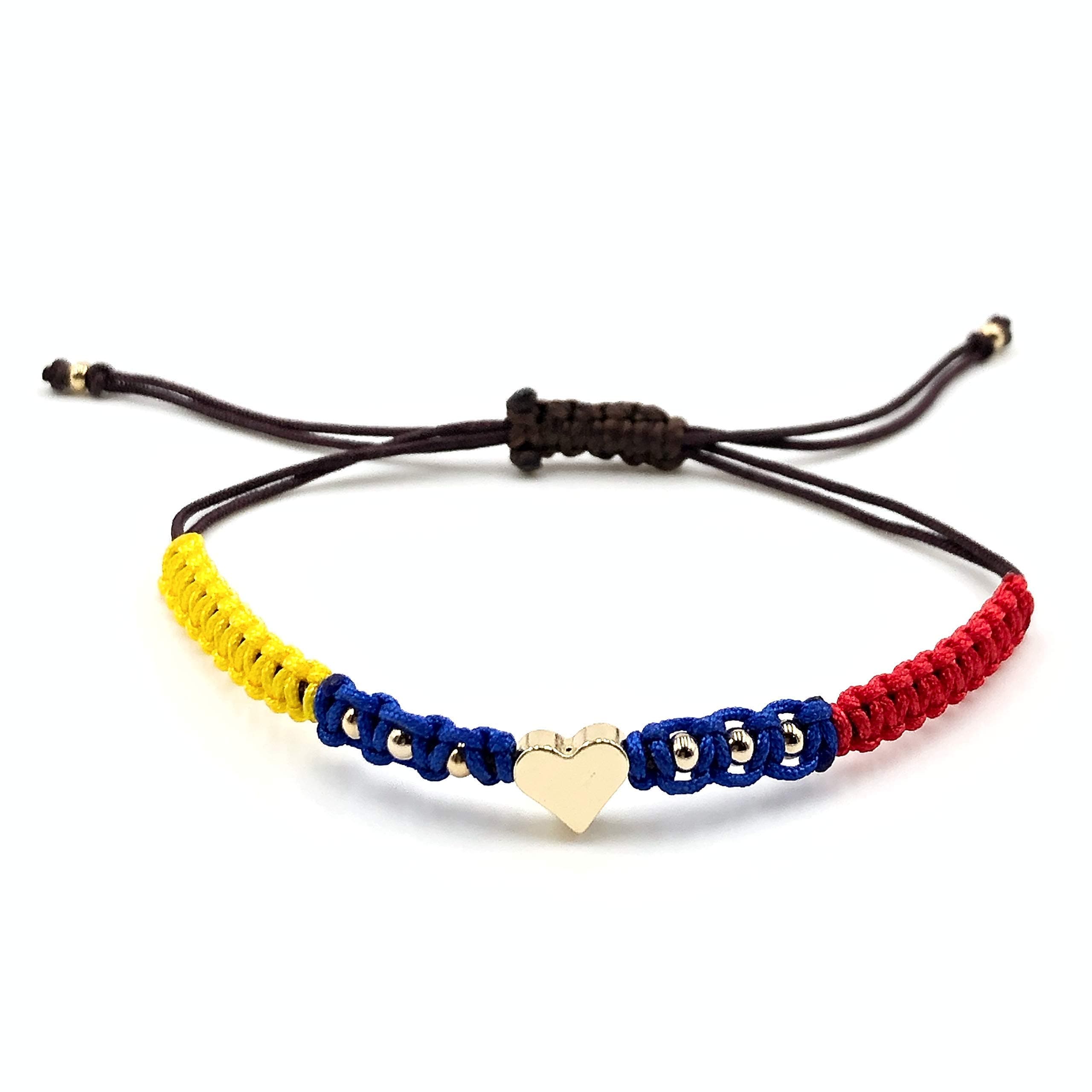 Venezuelan Pride Adjustable Hand-Woven Bracelet in National Flag Colors for Women
