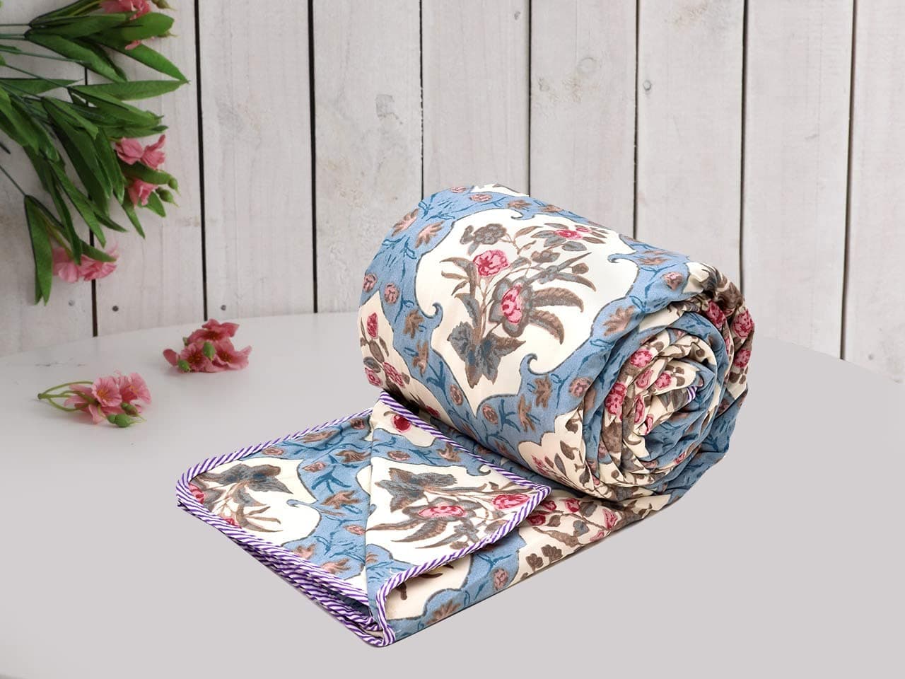 COZY FURNISH Super Soft Brushed Microfiber Cotton 3 Layer Breathable Single Dohar Lightweight Warm Bed Dohar 57X87(Inches) 144X220(CM) Flannel Dohar Throws for Bed, Blue