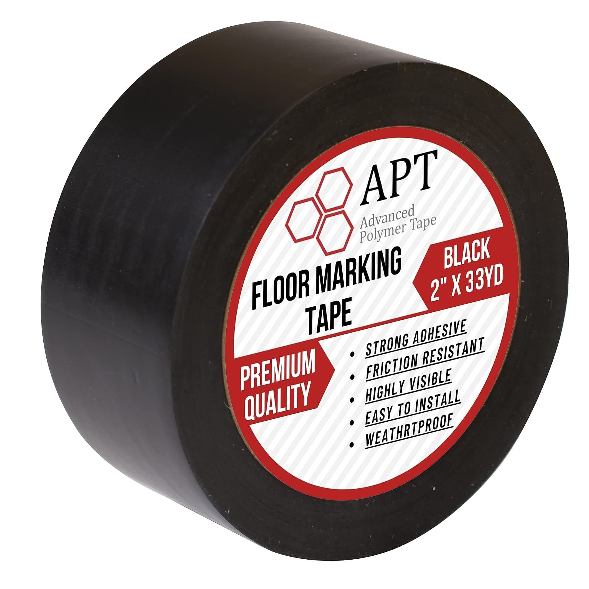 APT Advanced Polymer Tape Multi Color Marking Premium Safety Marking and Dance Floor Splicing 6 mil Thick (1 Roll, Black)