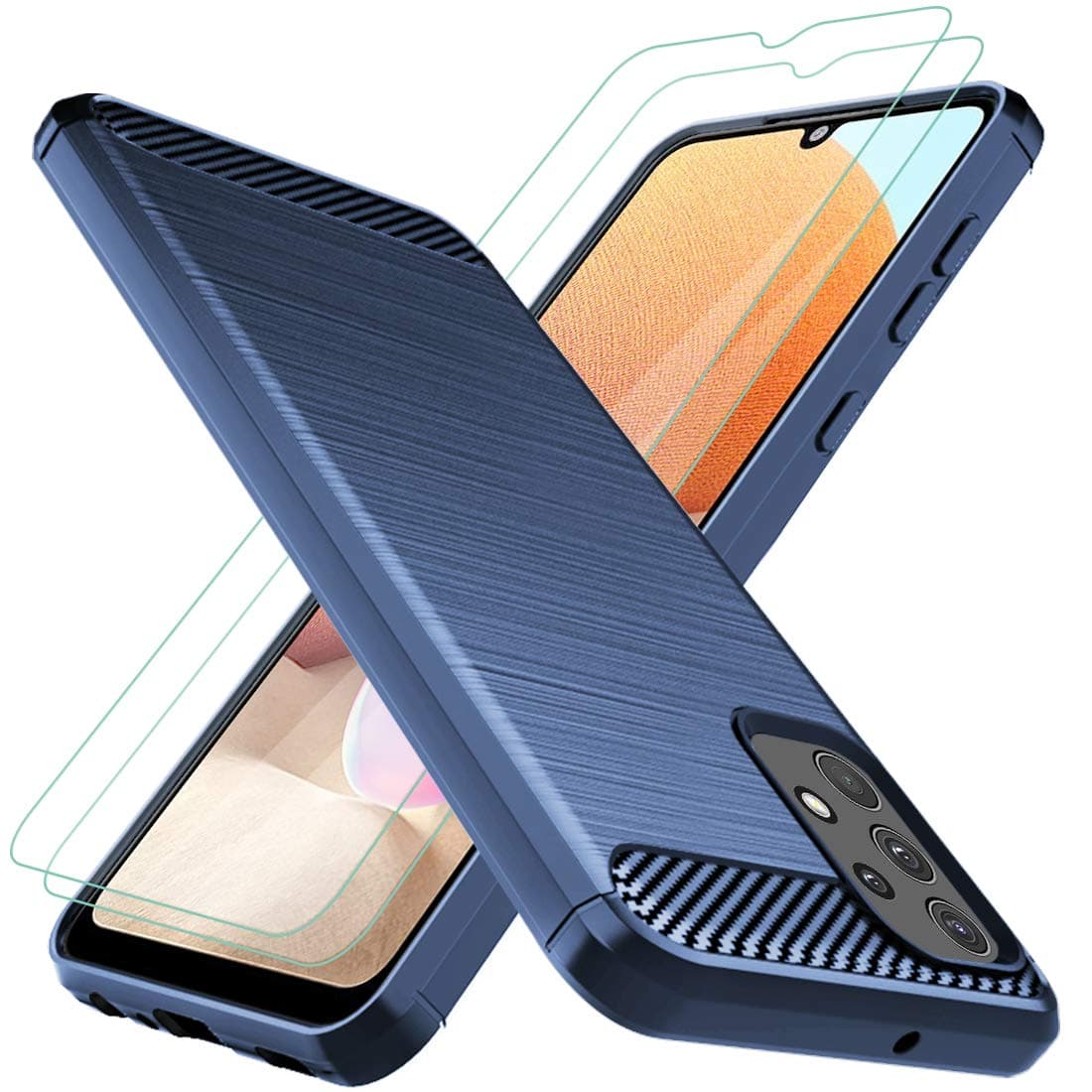Osophter for Galaxy A32 4G Case,Samsung A32 4G Case with Screen Protector Shock-Absorption Flexible TPU Rubber Protective Cell Phone Cover for Samsung Galaxy A32 4G 6.4"(Navy Blue)