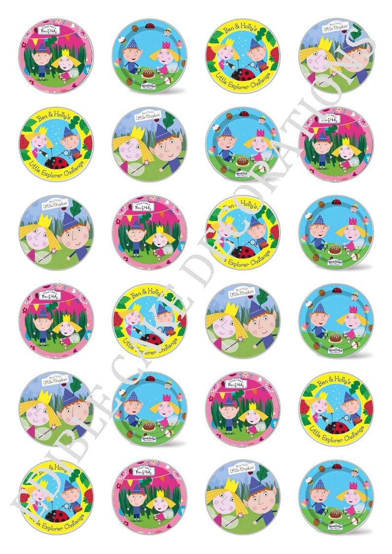 24 x Ben and Holly's little Kingdom Celebration Edible Paper Cupcake Toppers Cake Decorations Birthday
