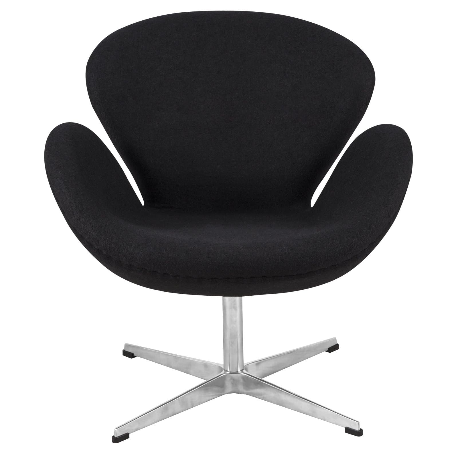 LeisureMod Arne Jacobsen Style Swan Chair in Black Wool