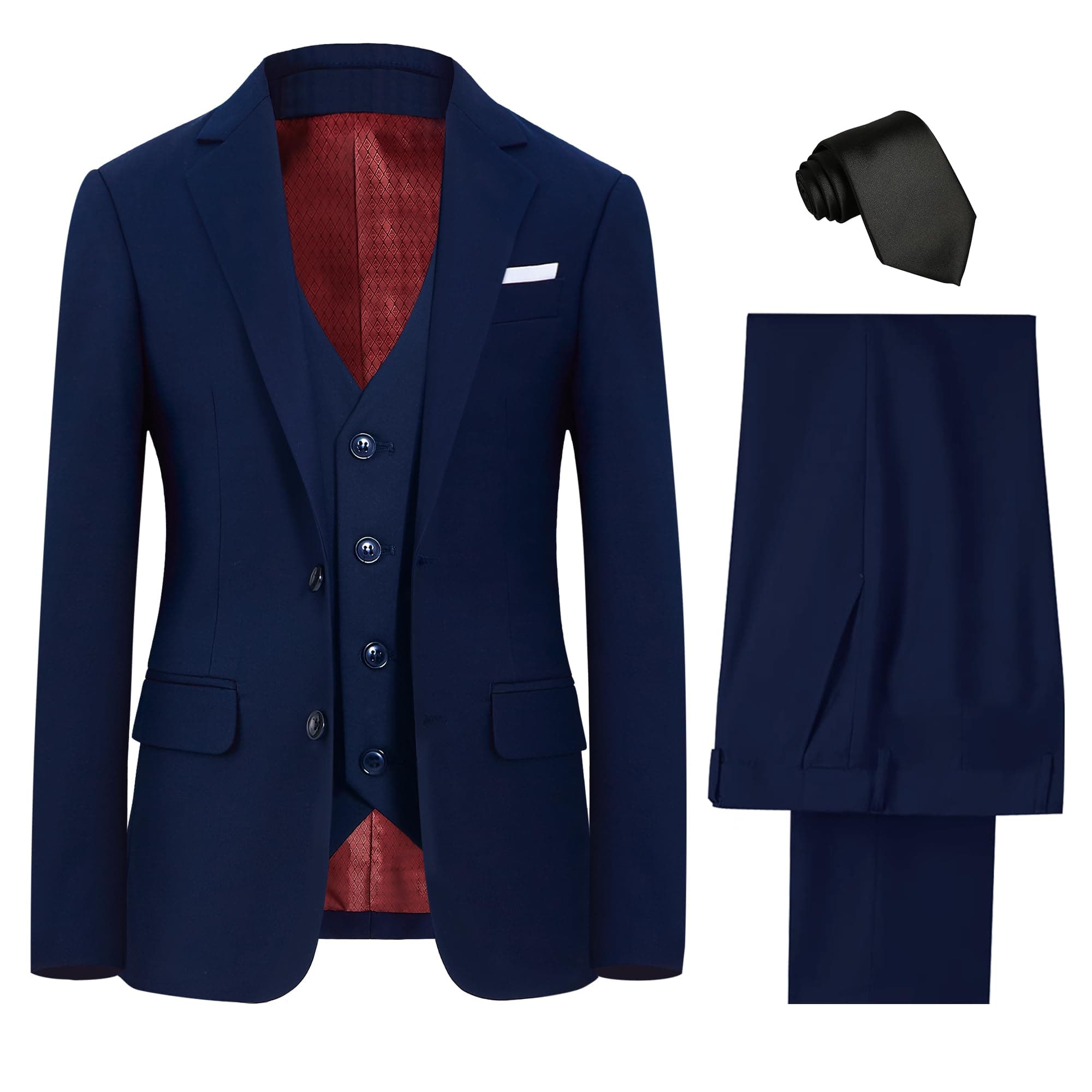 Boys' Formal Suit Set, with Suspenders, Adjustable Waist