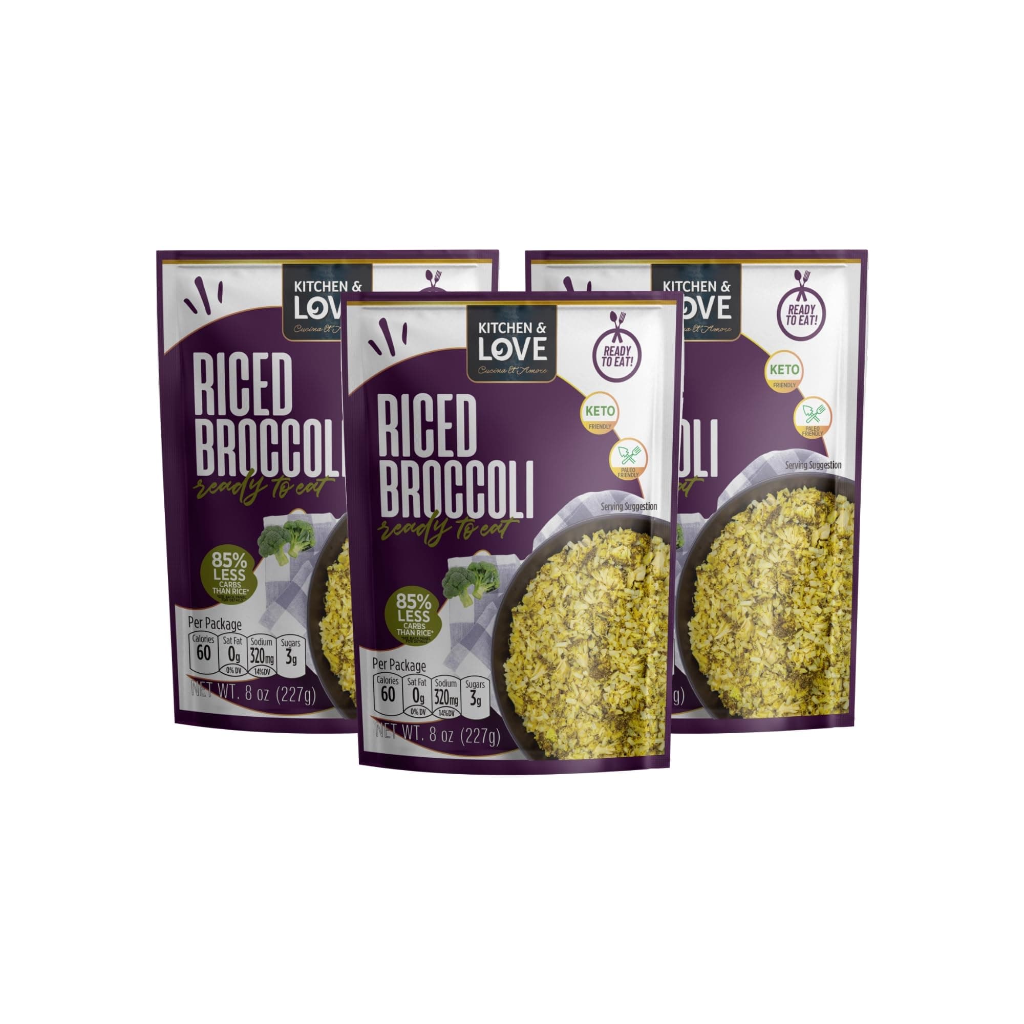 Kitchen & LoveRiced Broccoli 8 oz (3 Pack) | Low Carb & Calorie, Vegan, Ready to Eat Food, Shelf Stable Food, Plant-Based, Pasta & Rice Alternative…