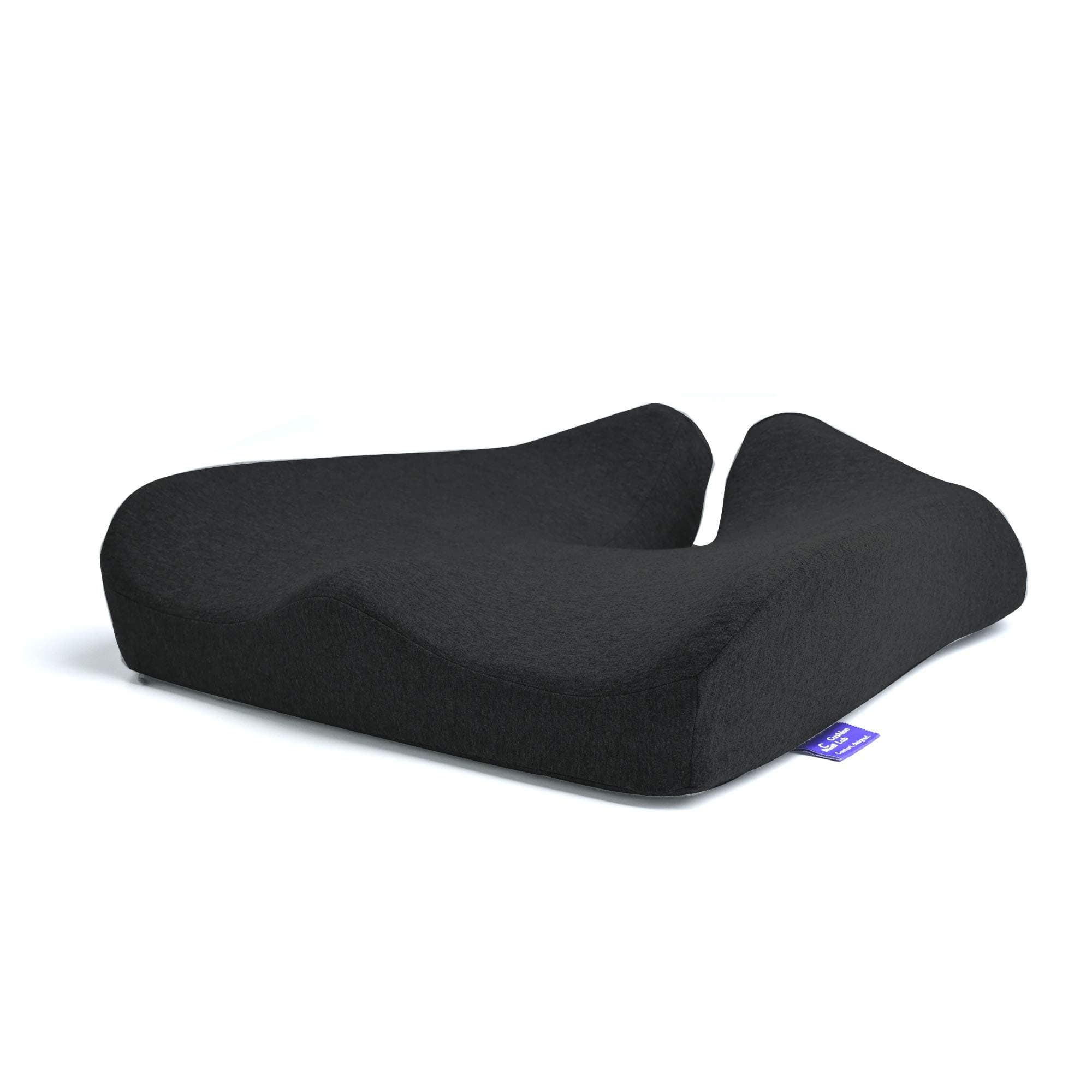 C CUSHION LAB Patented Pressure Relief Seat for Long Sitting Hours on Office & Home Chair - Extra-Dense Memory Foam for Soft Support. Car & Chair Pad for Hip, Tailbone, Coccyx, Sciatica - Black